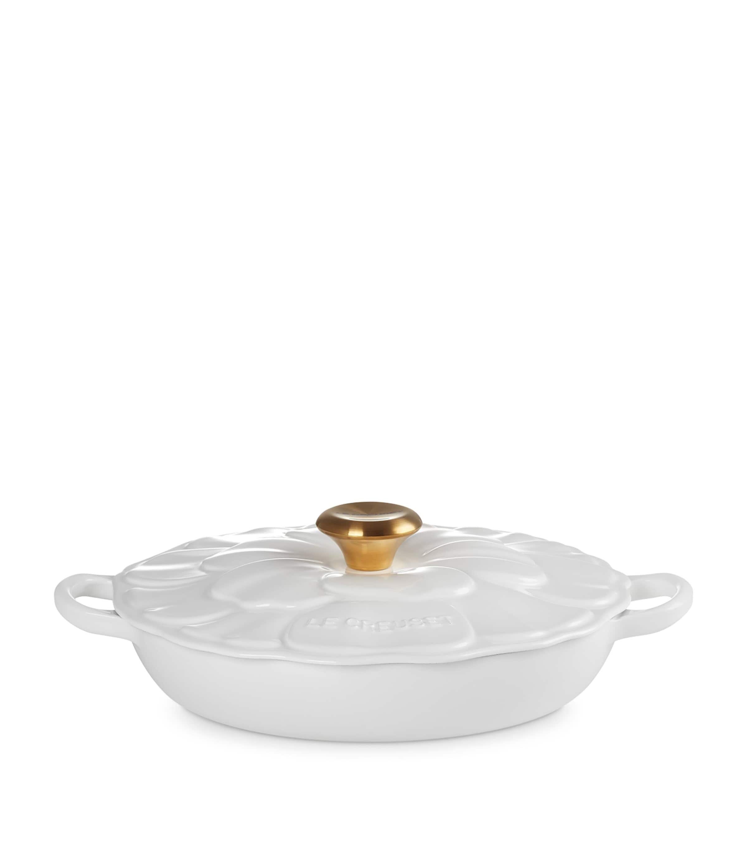 Cast Iron Petal Shallow Casserole Dish (26cm) WHITE Image 4