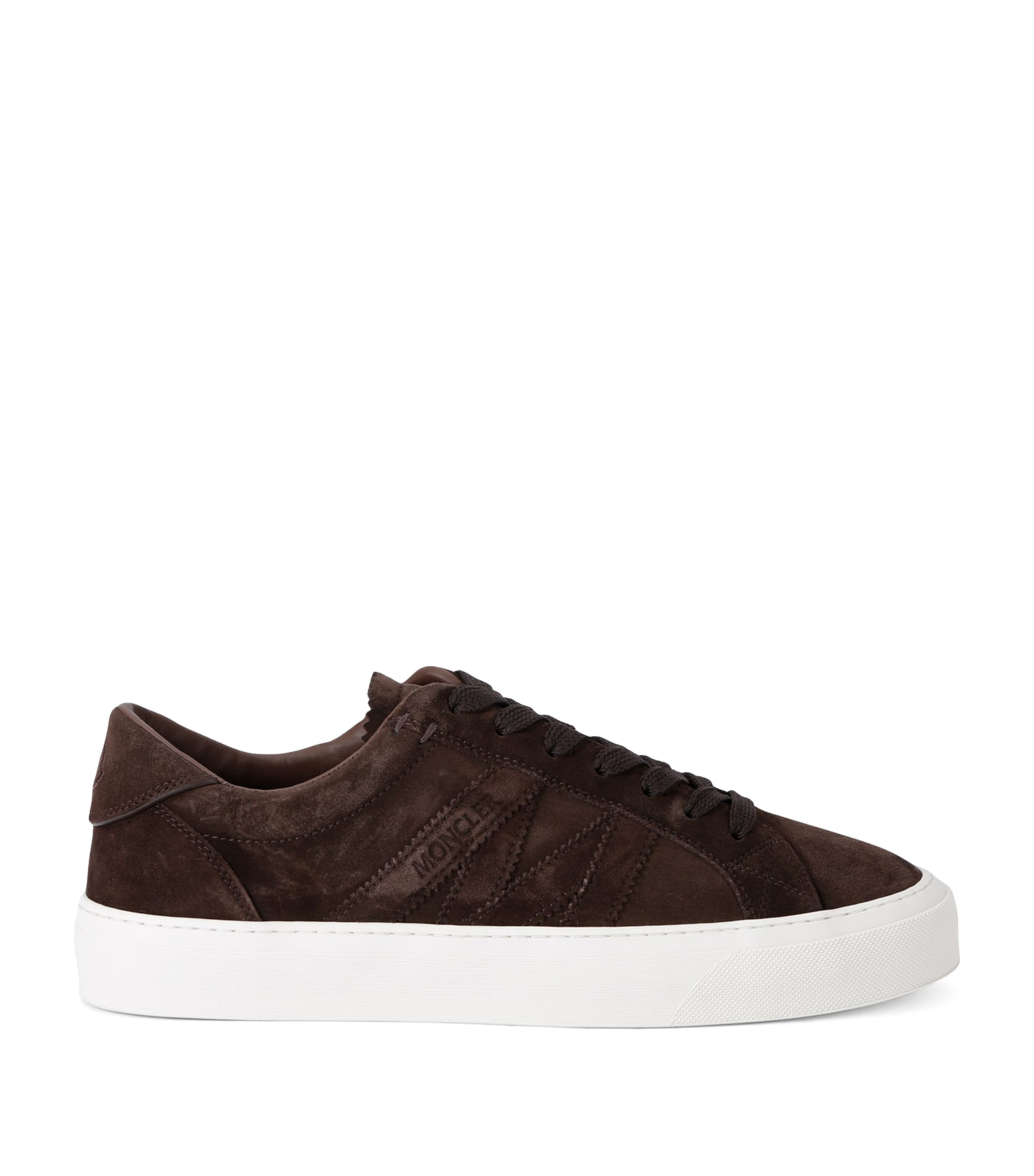 Shop Moncler Suede Monaco Sneakers In Brown