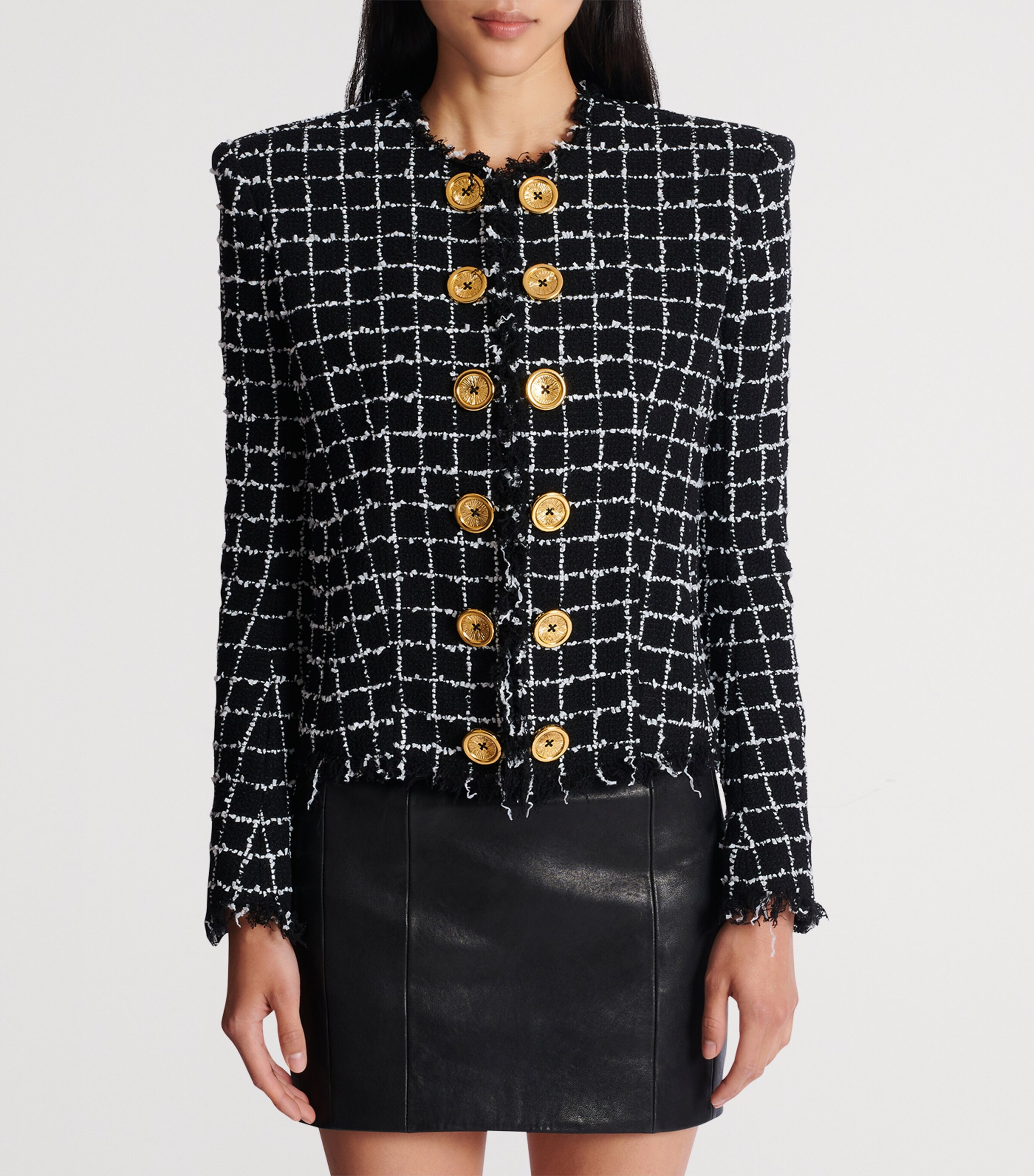 Cropped Tweed Jacket EAB NOIR/BLANC Image 4