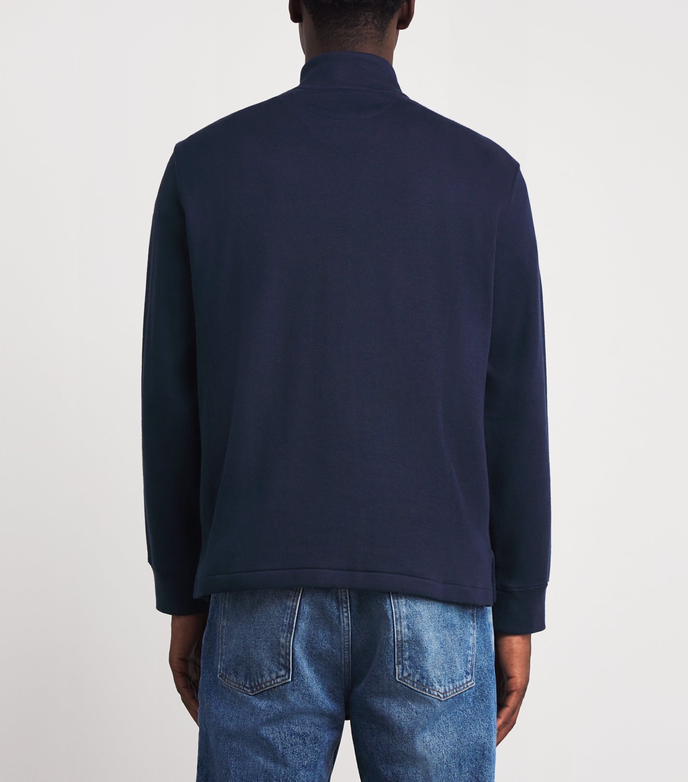 Cotton Logo Quarter-Zip Sweater NAVY Image 4