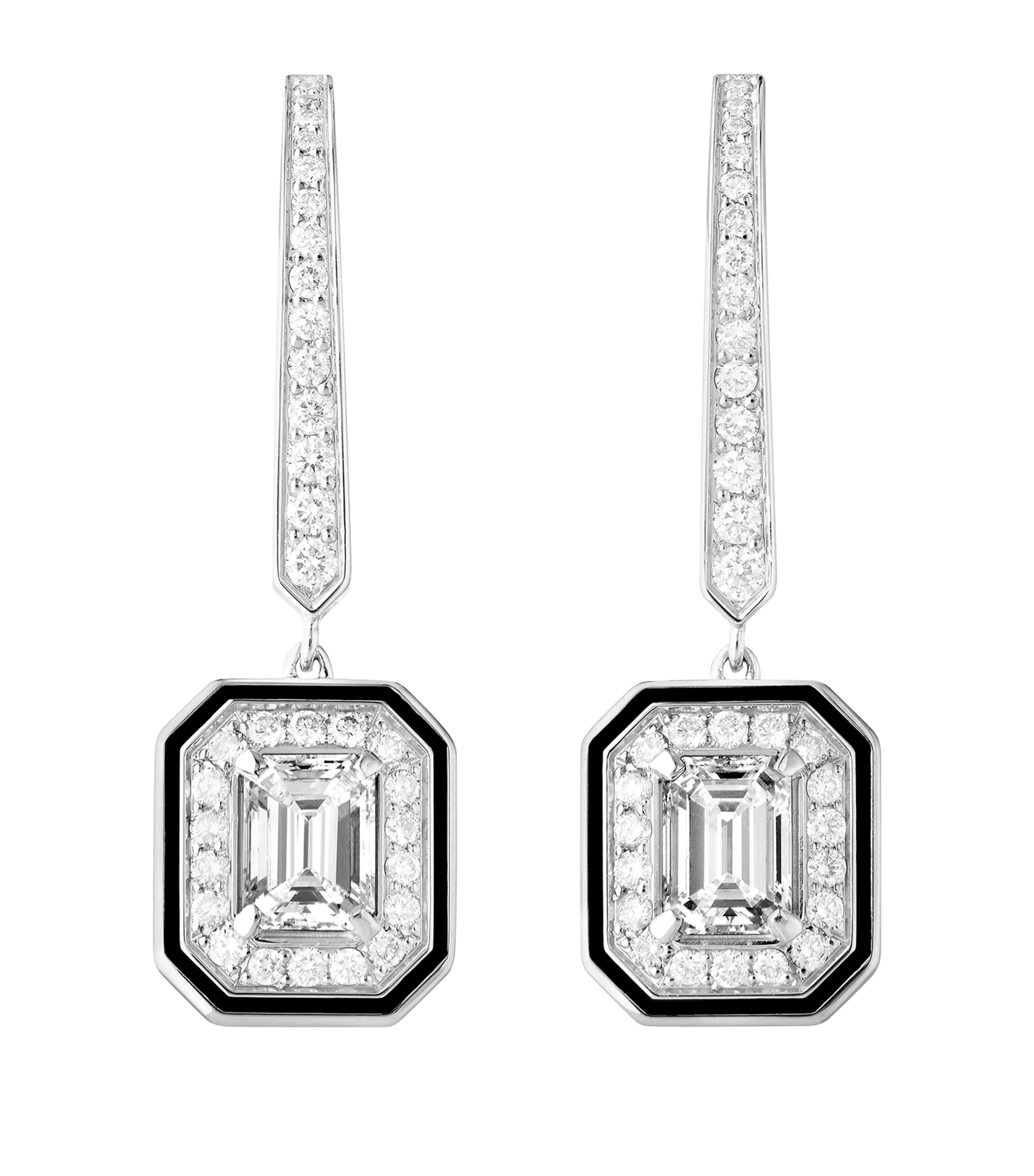 Boucheron White Gold Vendôme Liseré 18ct White-gold, 0.6ct Emerald-cut And 0.4ct Brilliant-cut Diamond Earring In White