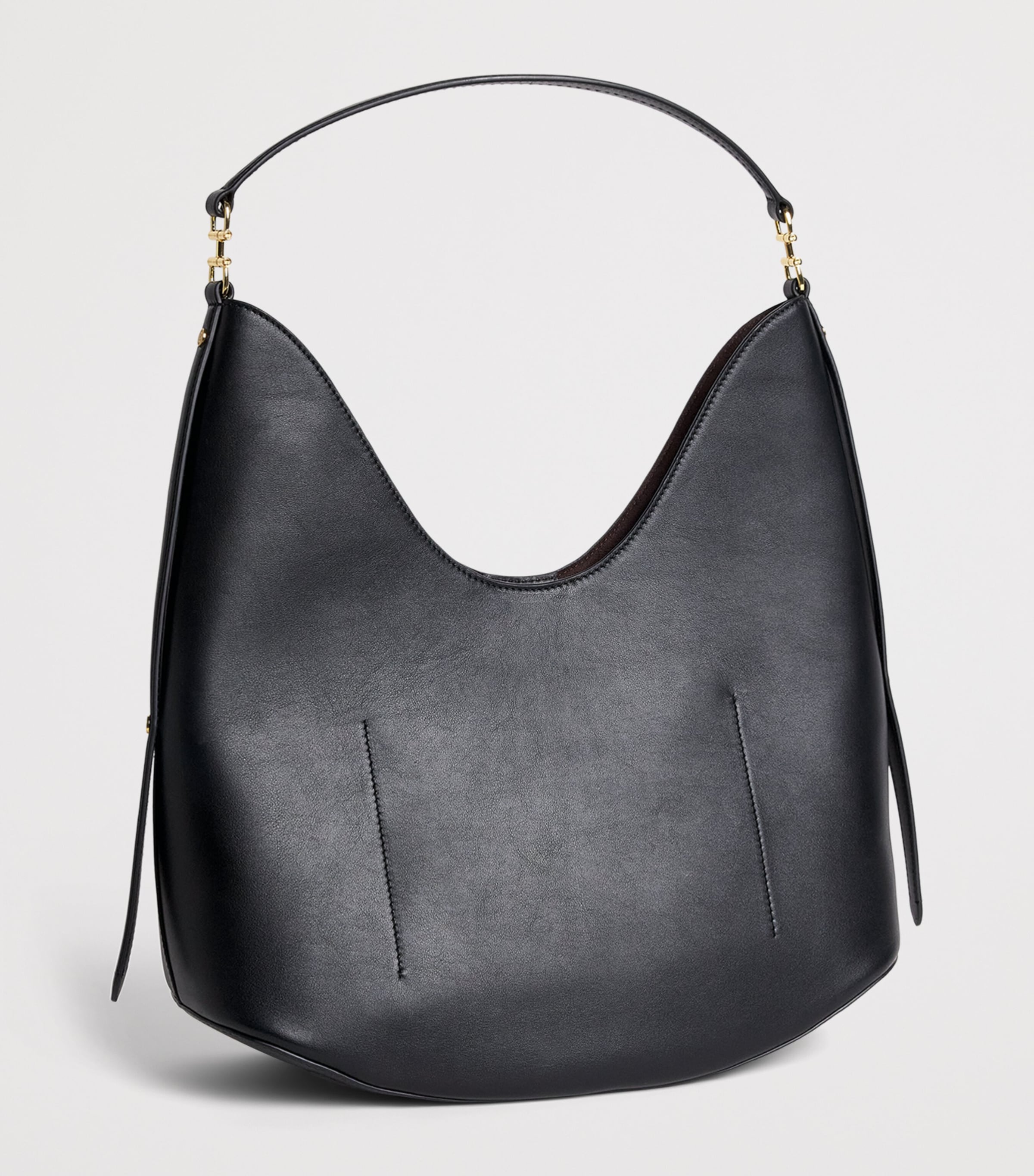 Harrods Medium Leather Penny Shoulder Bag Black Image 3