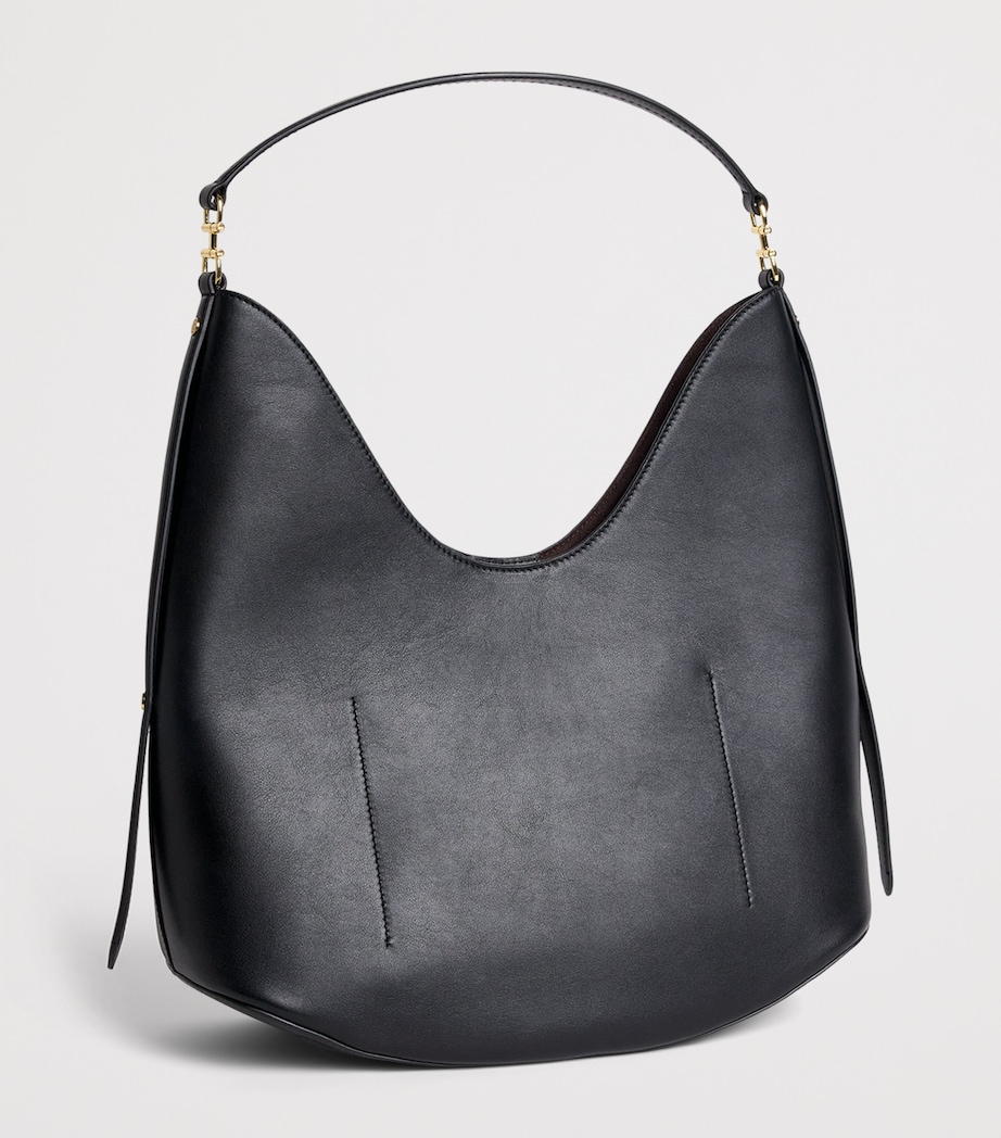 Harrods Medium Leather Penny Shoulder Bag Black Image 3