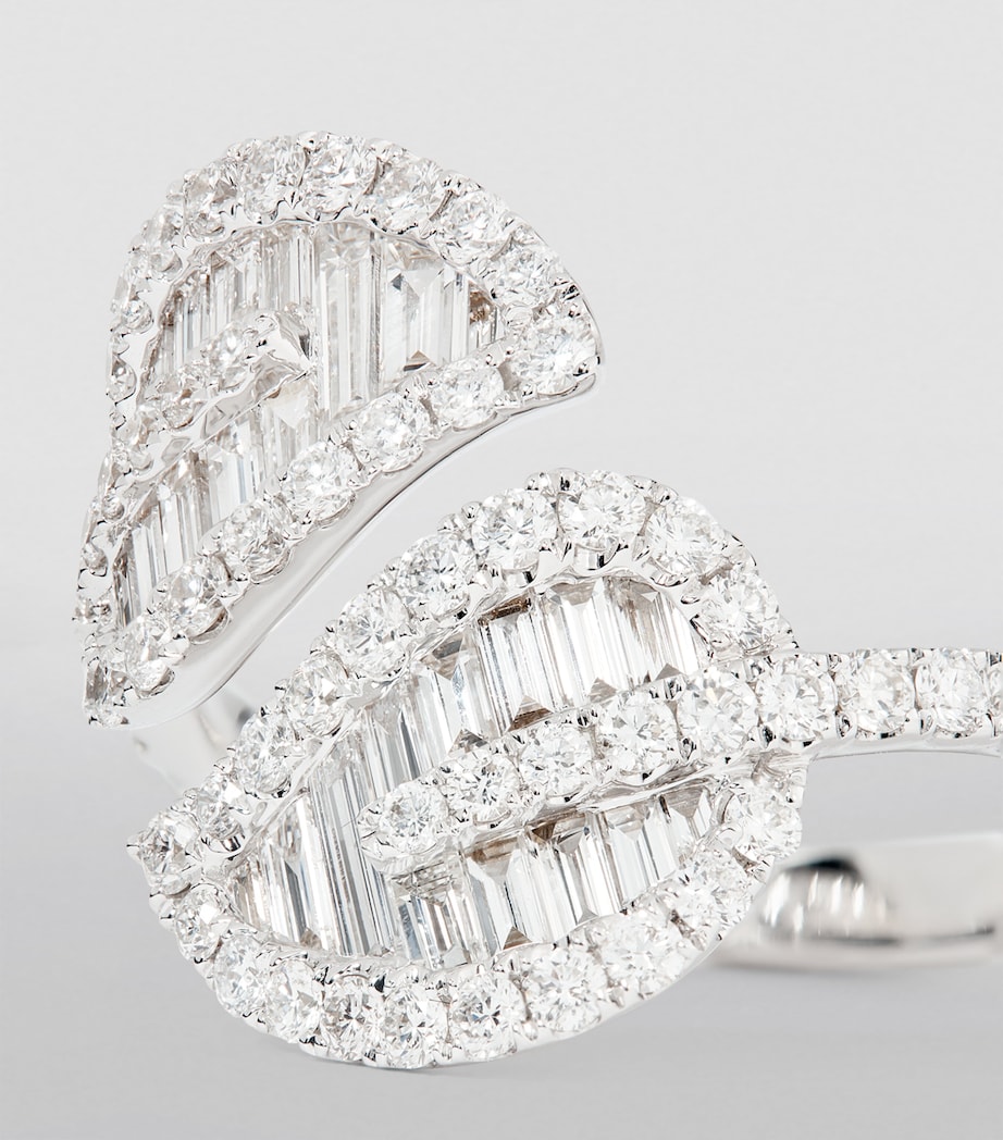 White Gold and Diamond Leaf Ring WHITE GOLD Image 6
