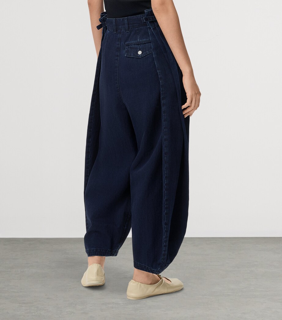 Draped Barrel-Leg Jeans DARK INDIGO Image 4