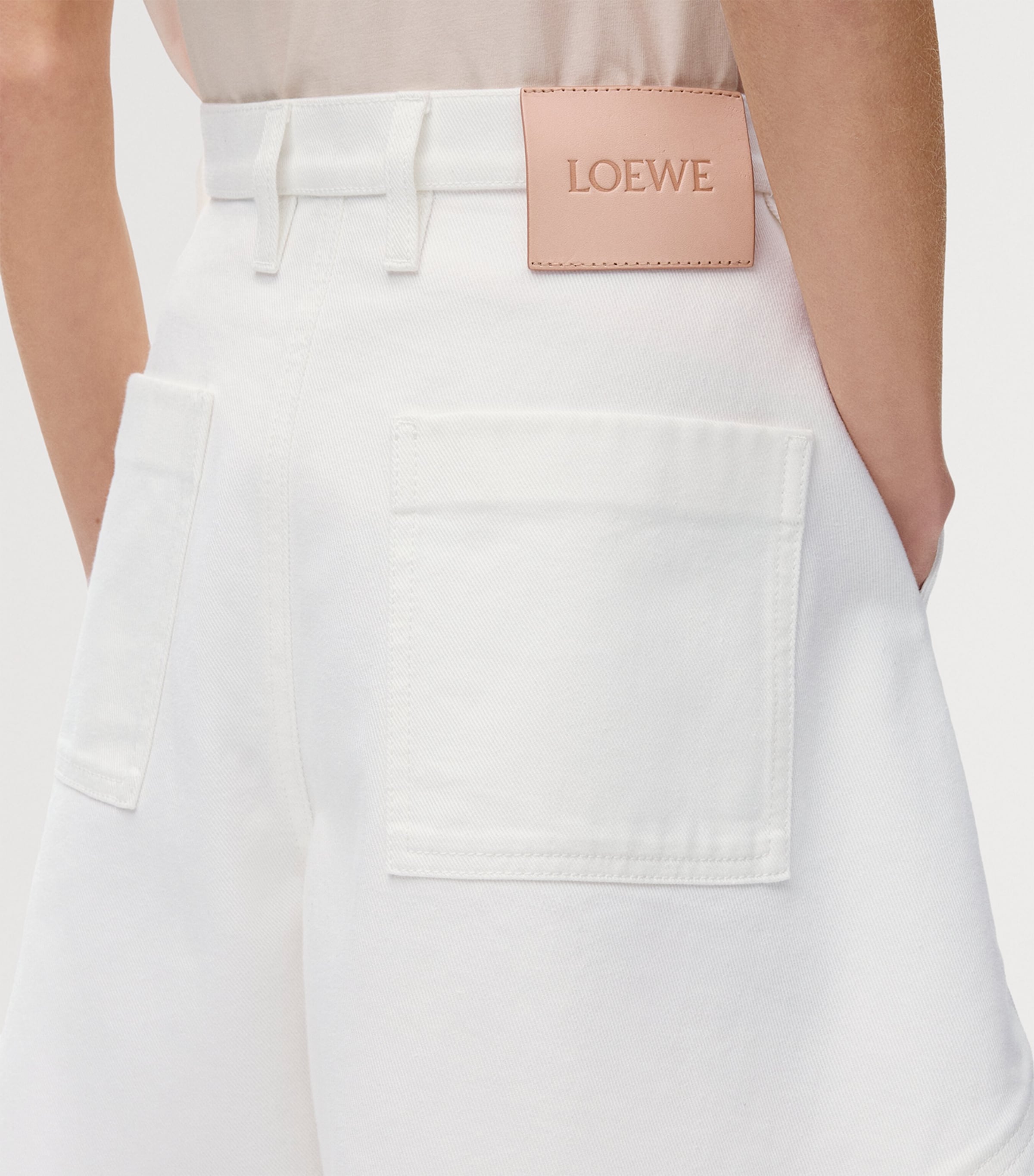 LOEWE Womens x Paula's Ibiza Cotton Panelled Shorts White Image 5