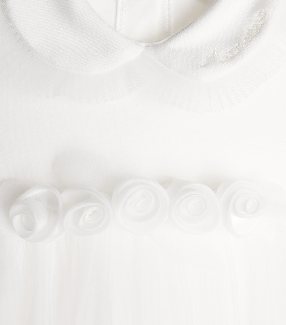 Monnalisa Tulle Rosebud Dress (1-9 Months) Cream Image 3