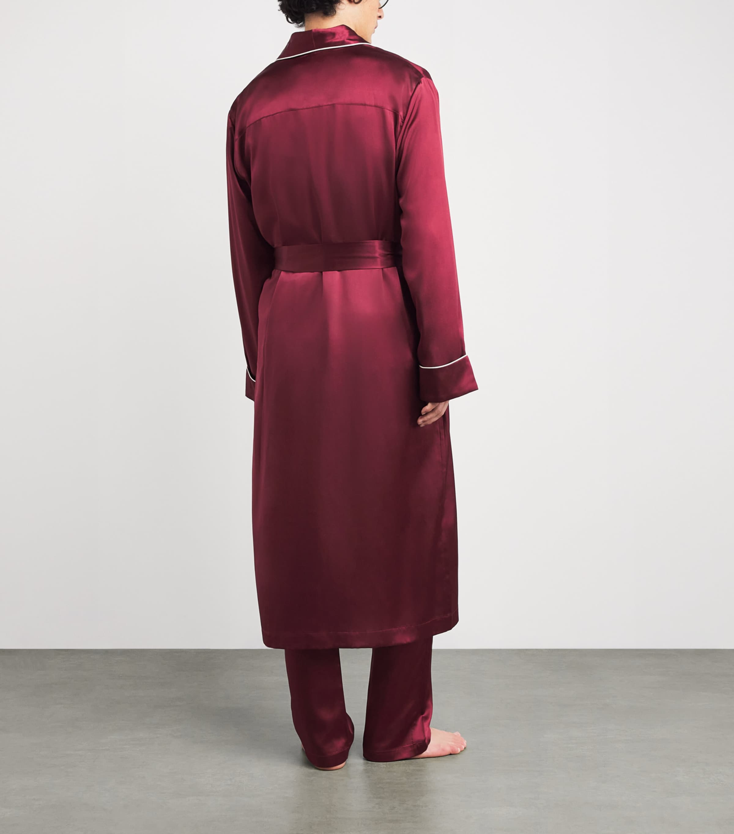 Silk Night Robe BURGUNDY Image 3