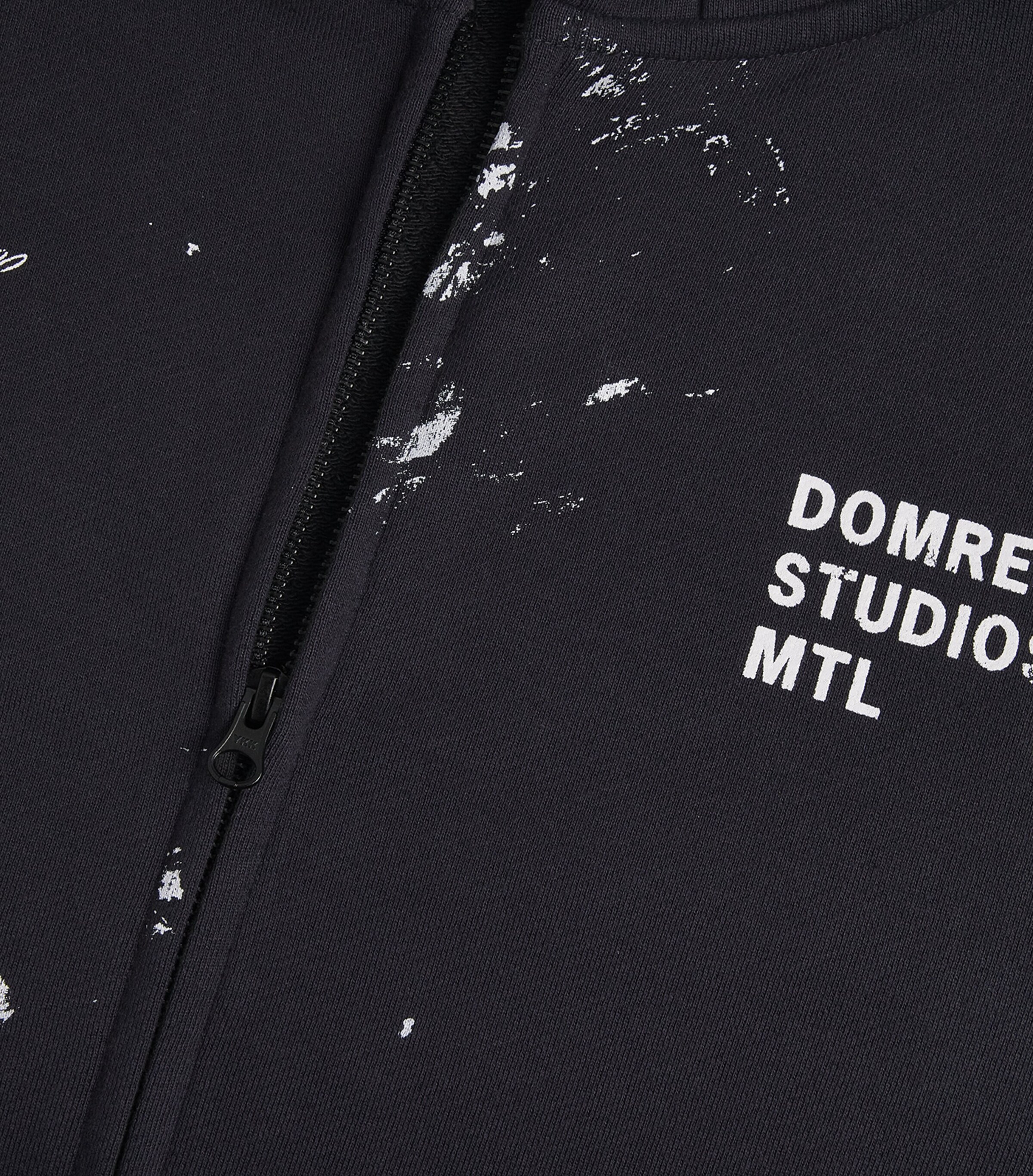 DOMREBEL Mens Cotton Paint-Splatter Staff Zip-Up Hoodie Old Black Image 5