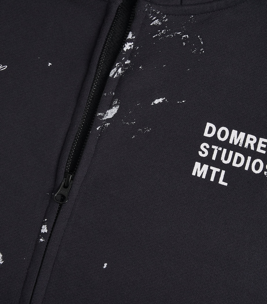 DOMREBEL Mens Cotton Paint-Splatter Staff Zip-Up Hoodie Old Black Image 5