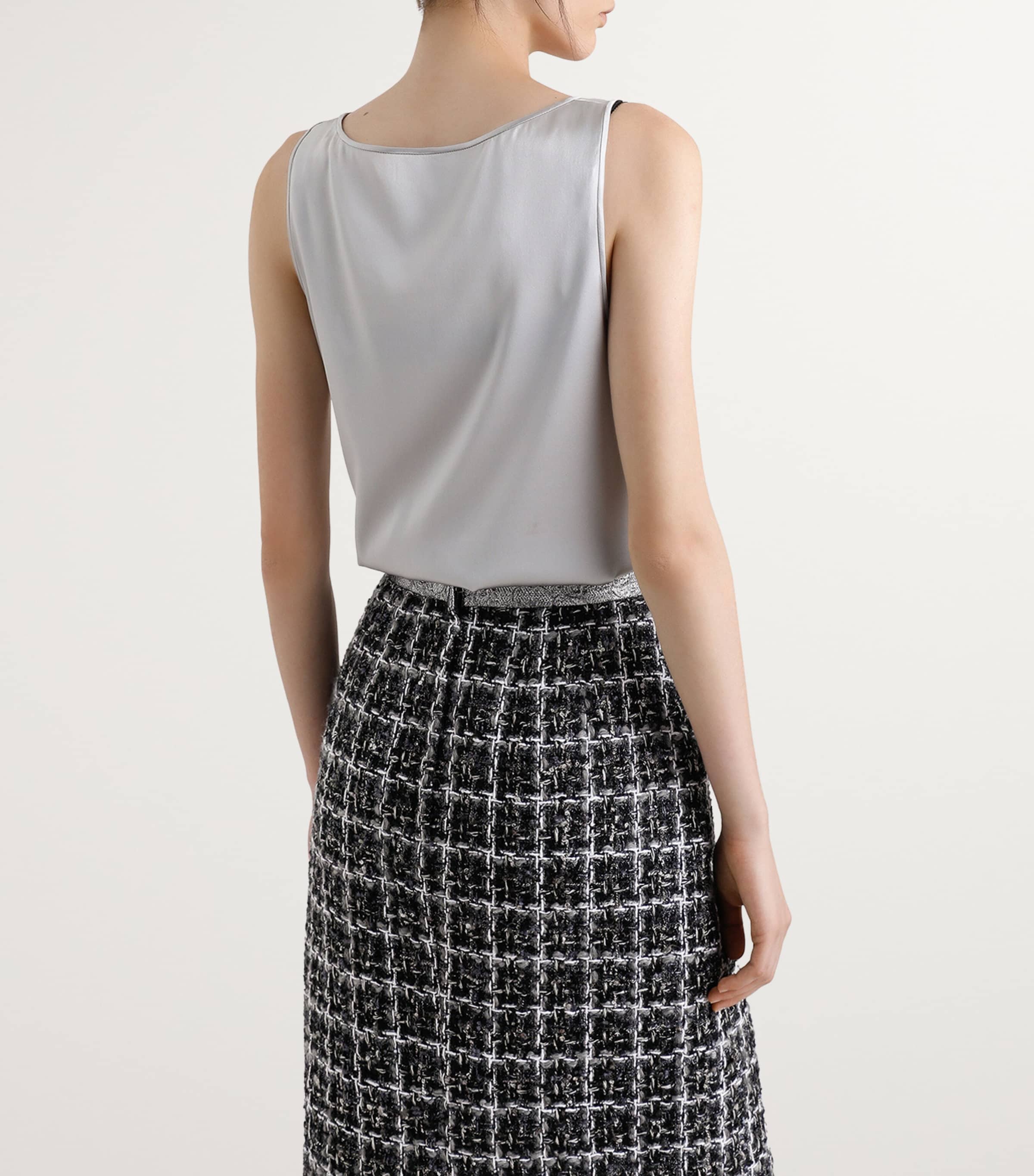 Silk Satin Logo Tank Top N4534-LIGHT GREY Image 4