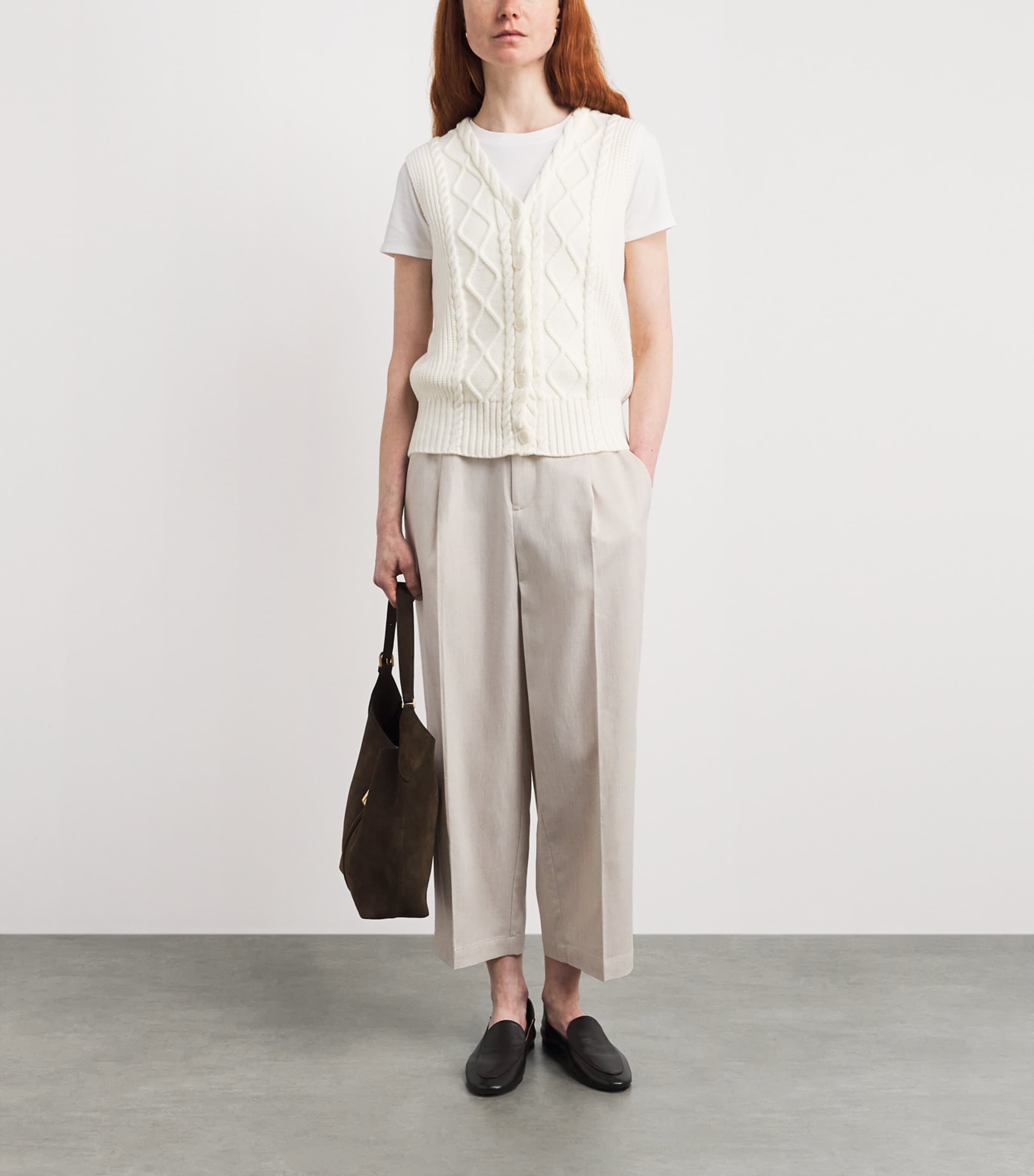 Varley Womens Cropped Ellison Trousers Birch Marl Image 2