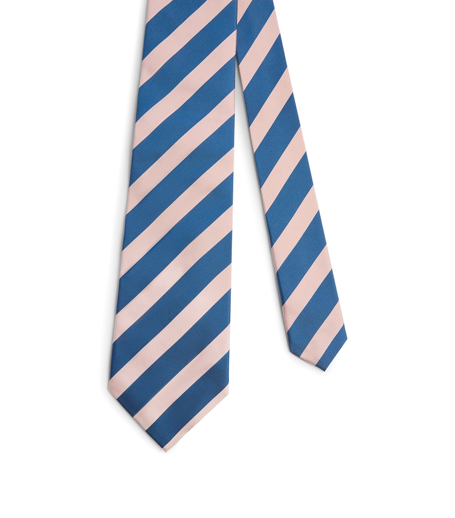 Dunhill Mulberry Silk Stripe Tie Pink Image 1