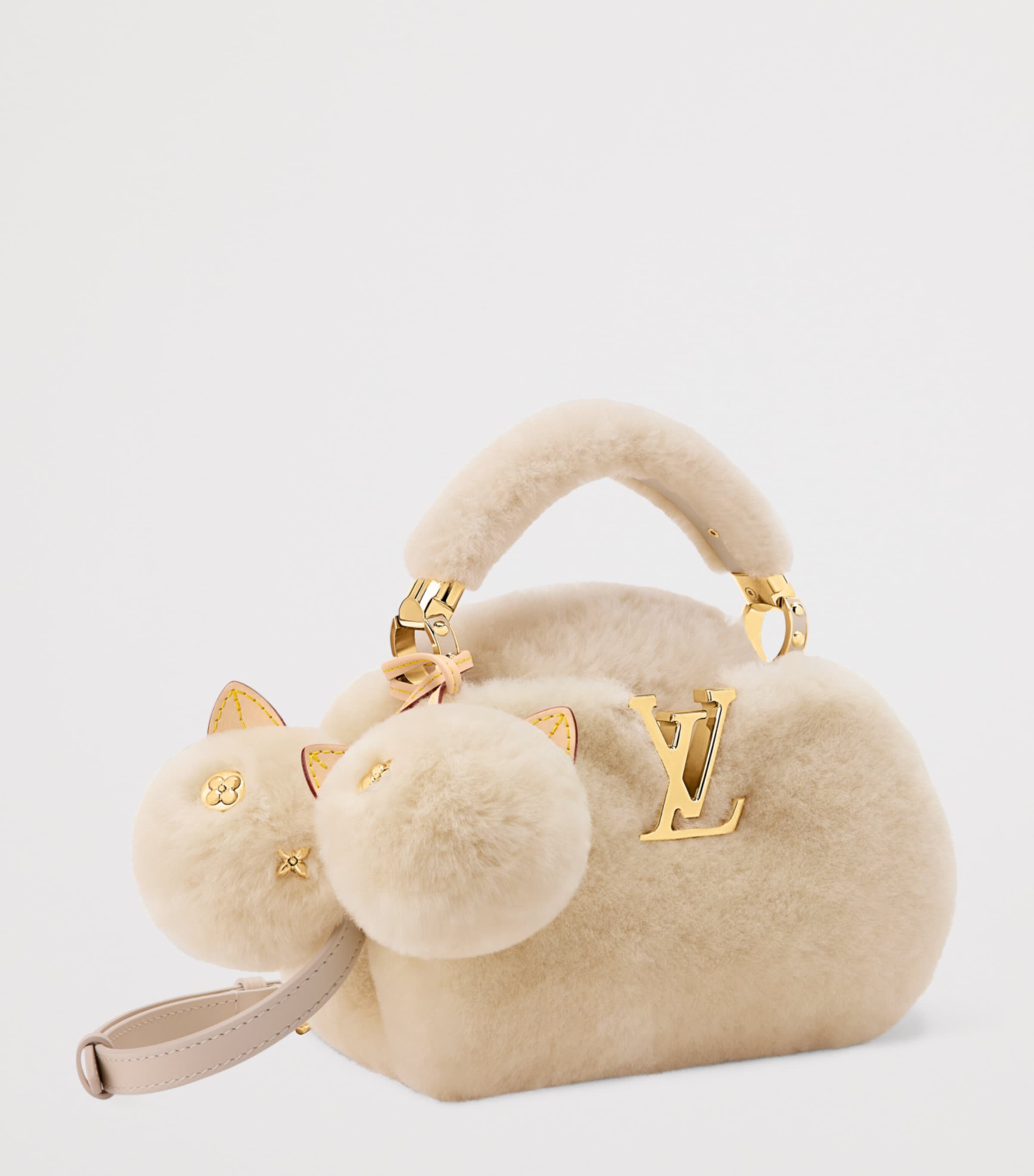 Shearling Capusnow Top-Handle Bag CRÈME BEIGE Image 2