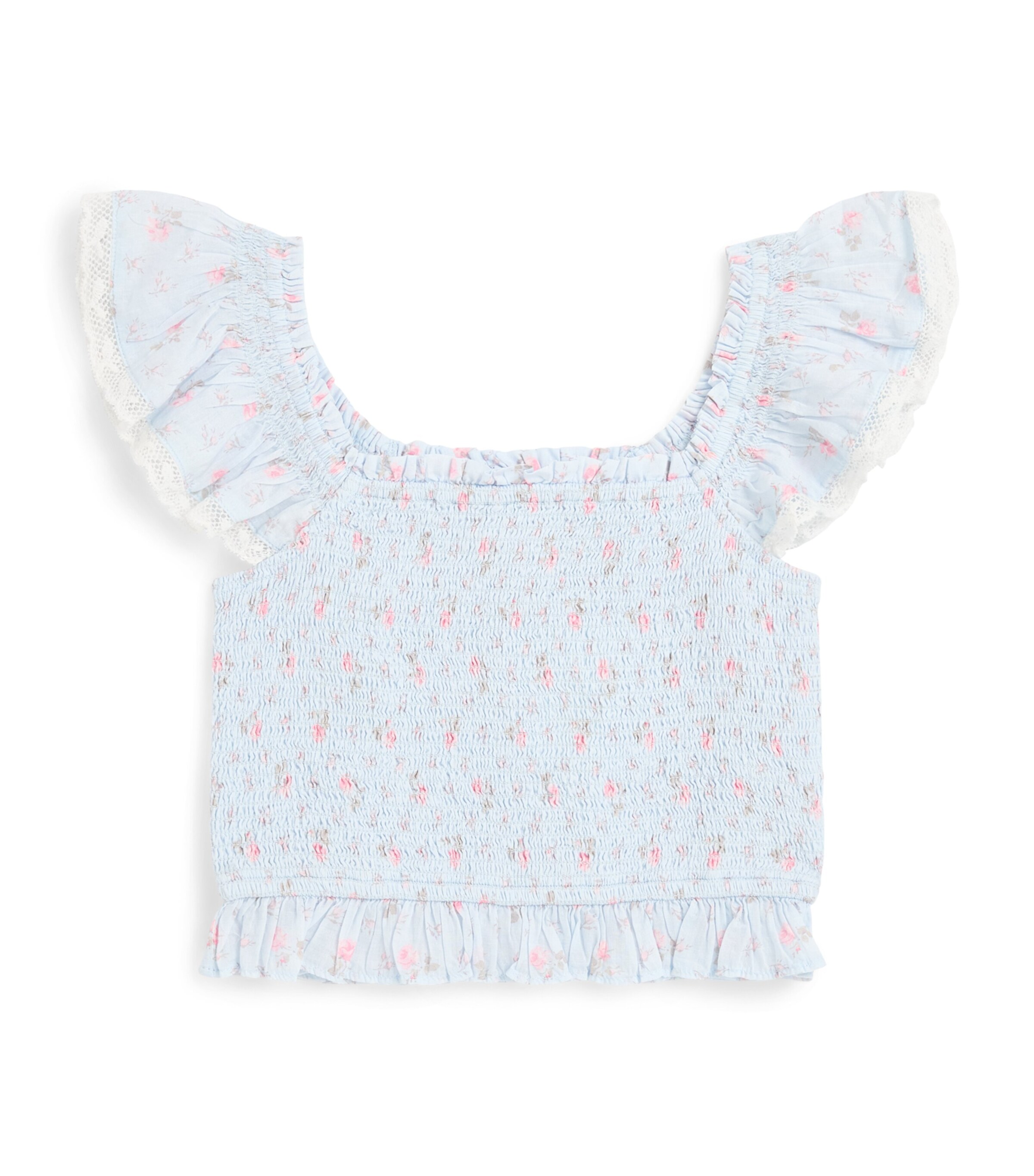 LoveShackFancy Cotton Jeanna Top (7-14 Years) Chablchapparal Blue Image 1