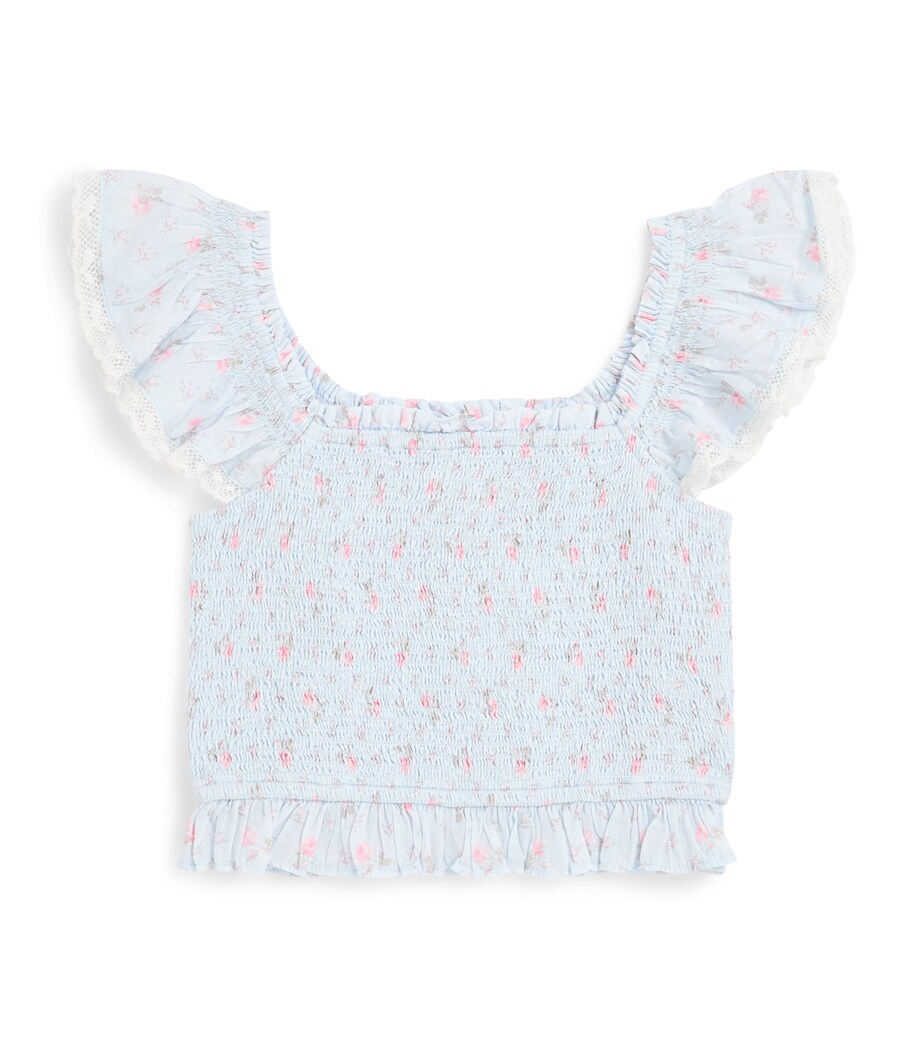 LoveShackFancy Cotton Jeanna Top (7-14 Years) Chablchapparal Blue Image 1