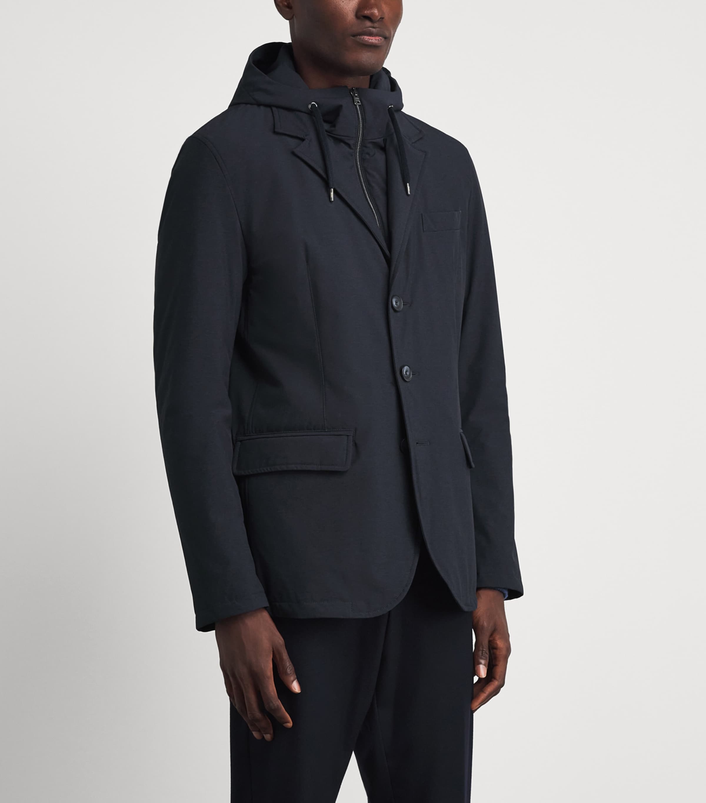 Herno Mens Hooded Jacket Blue Image 4