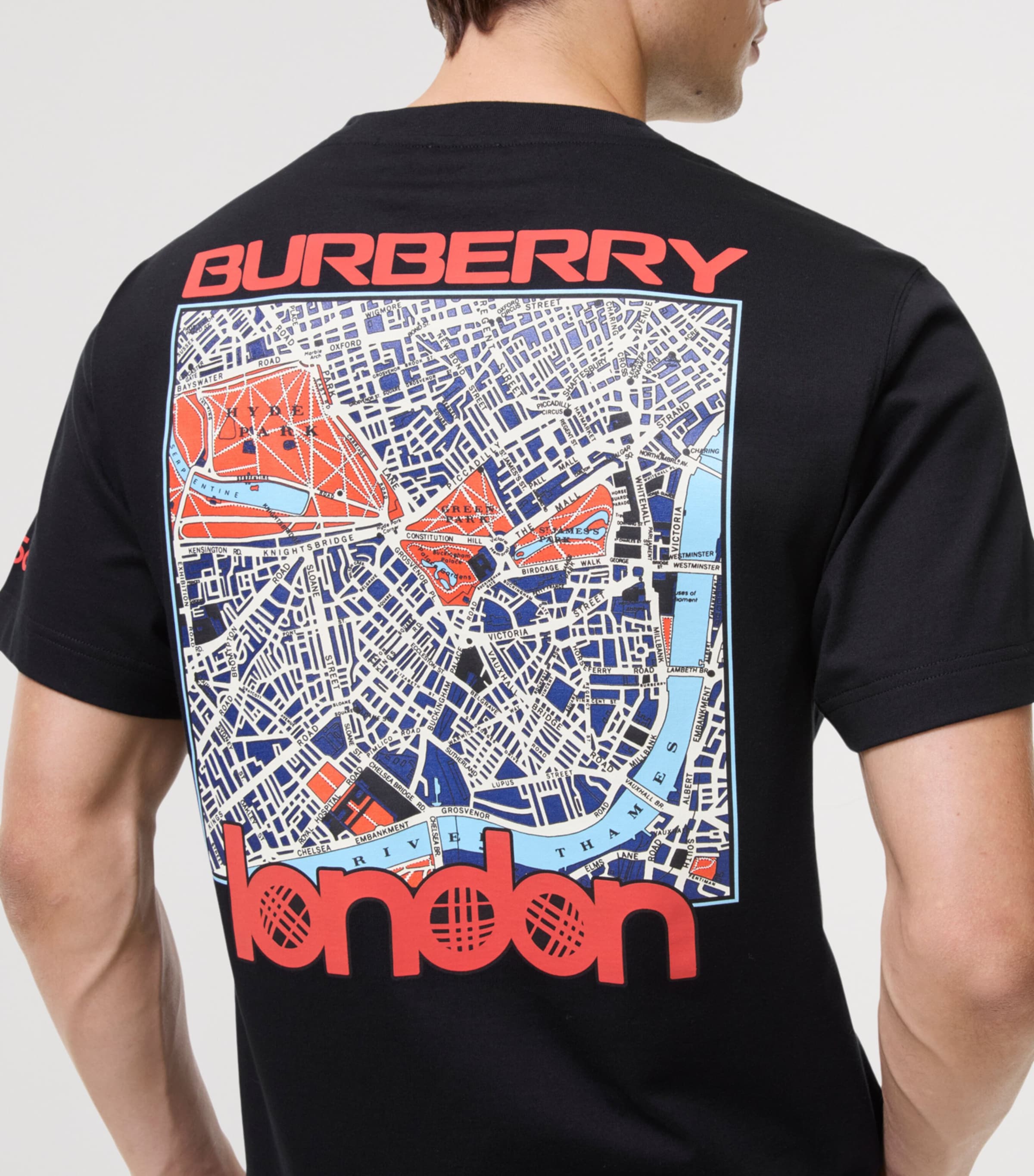 Burberry Black Cotton London Map T-Shirt | Harrods SG