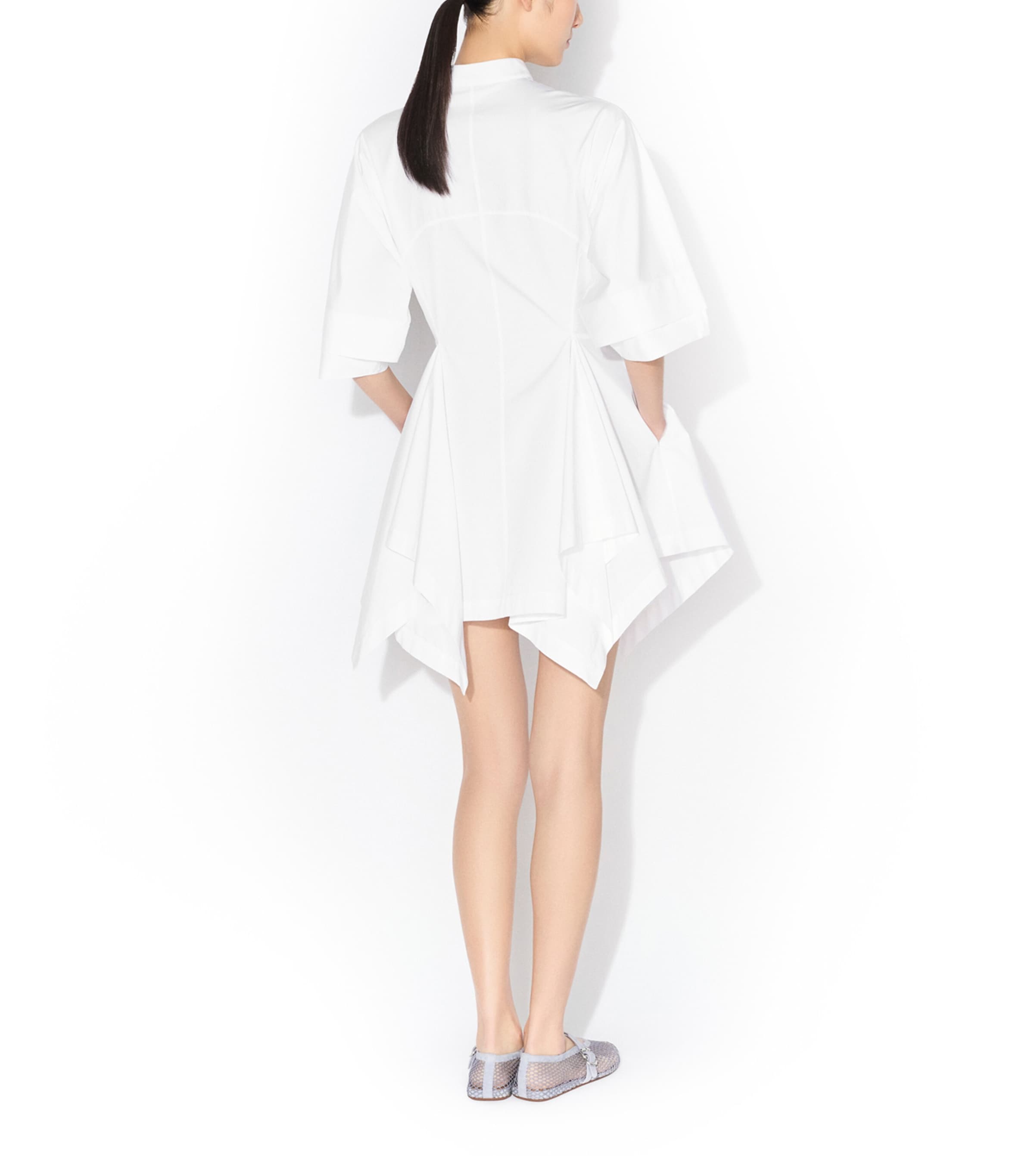 Alaïa Womens Panelled Mini Shirt Dress Blanc Image 3