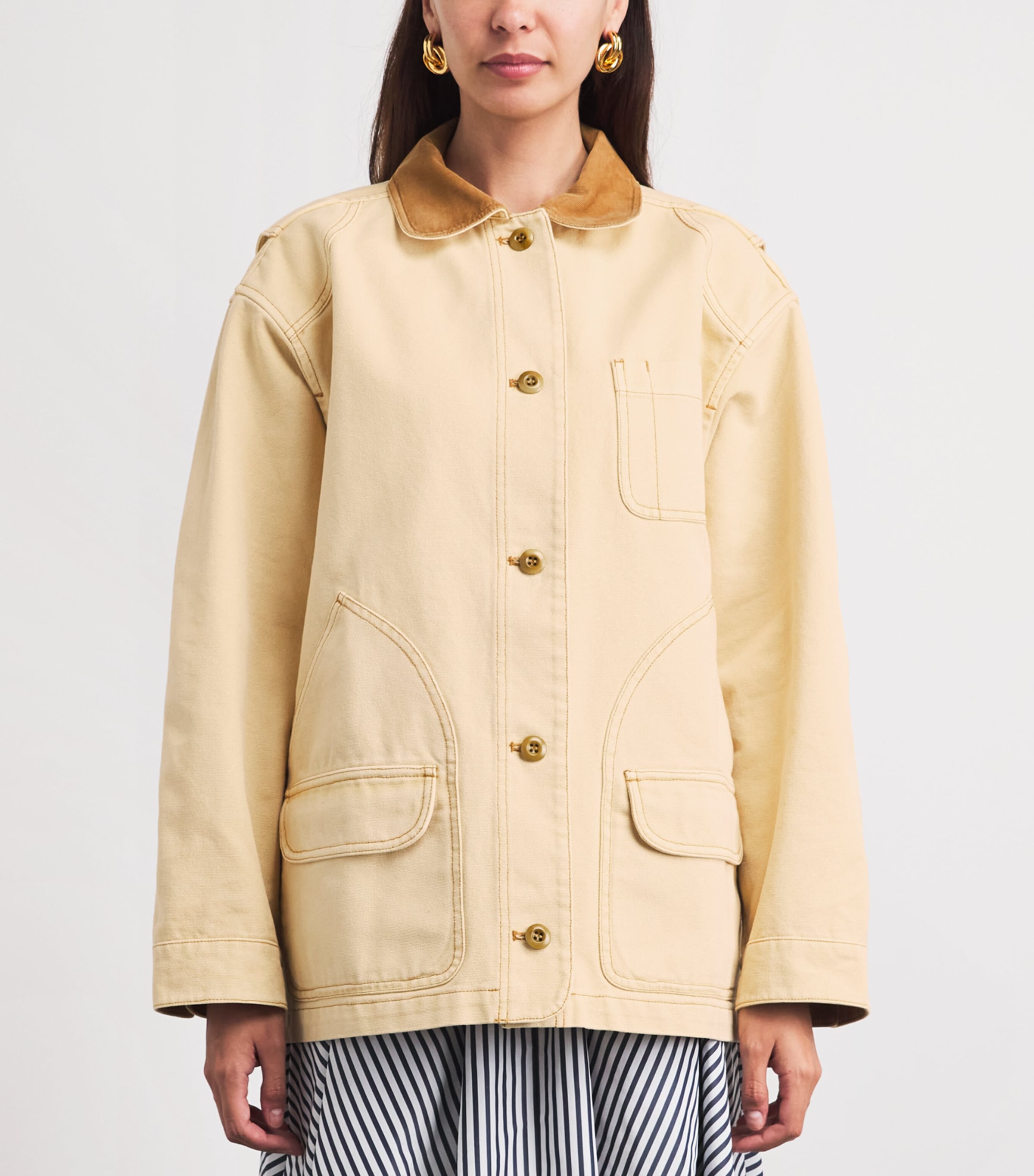 DÔEN Womens Cotton Pascual Barn Jacket Straw Image 3