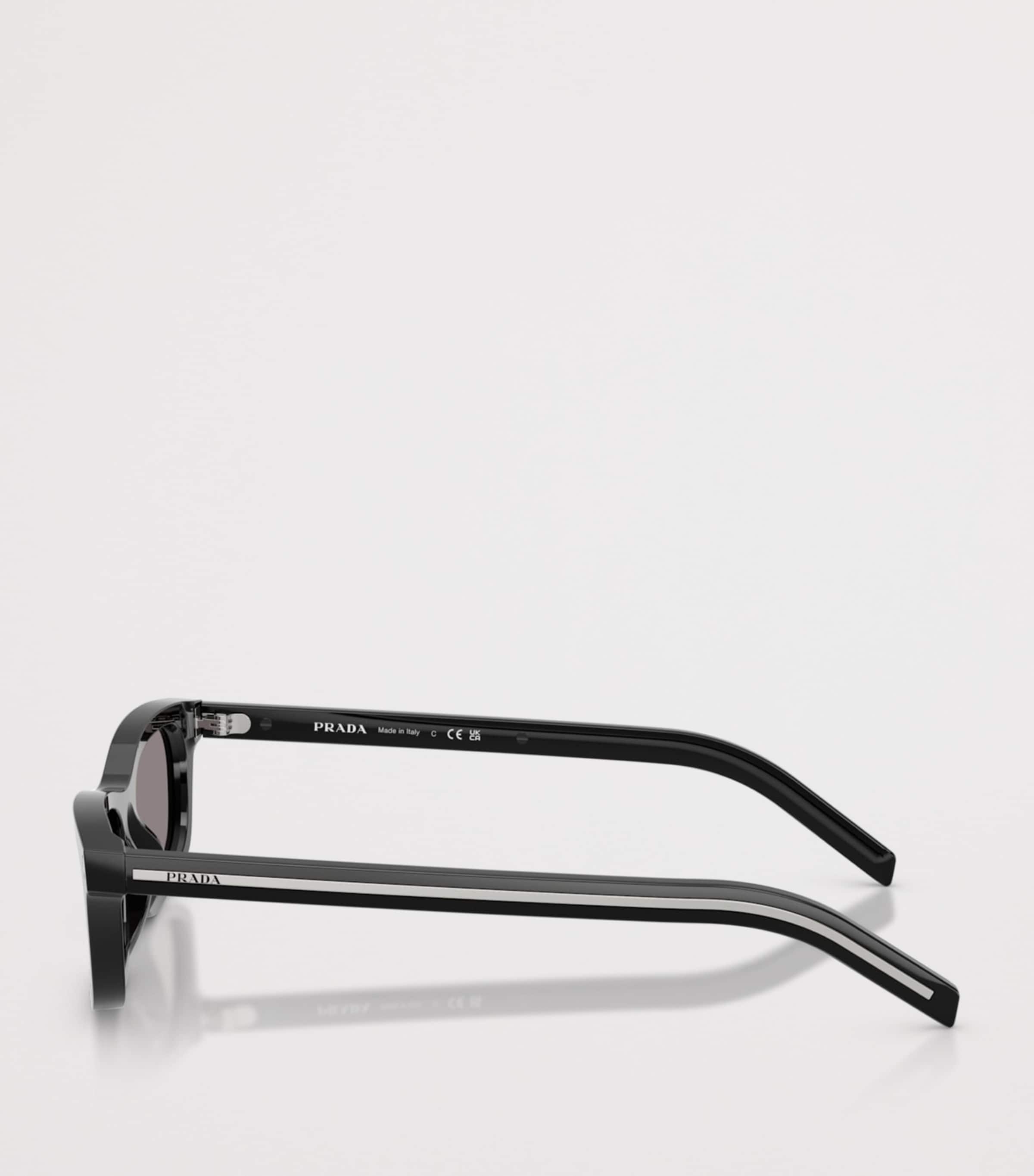 Prada Acetate Rectangle Sunglasses Black Image 3