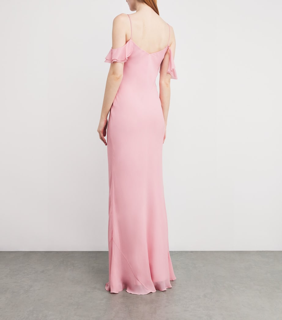 Flower Georgette Maxi Dress PINK Image 3