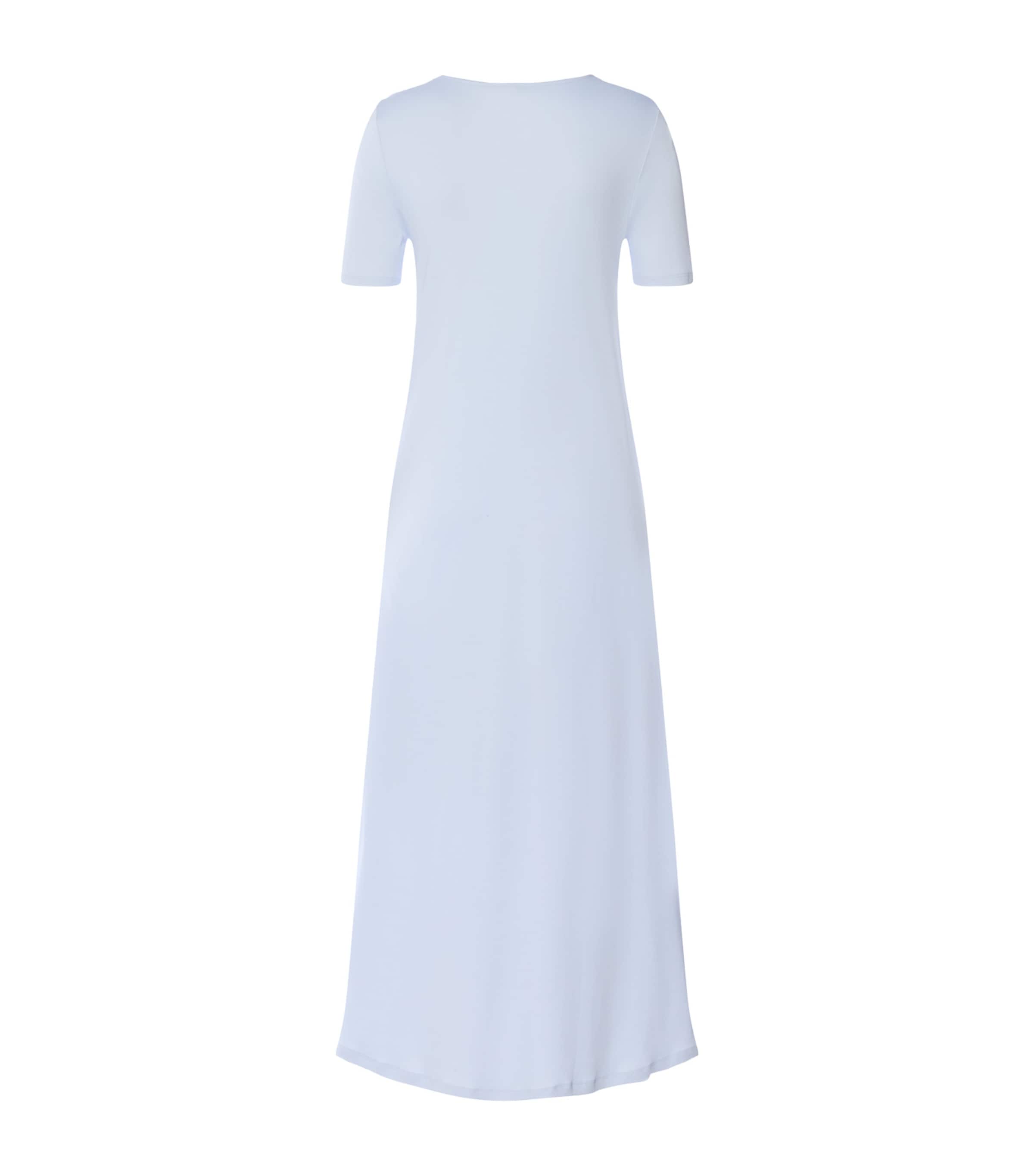 Hanro Womens Cotton Lace-Trim Moments Nightdress Blue Dove Image 4
