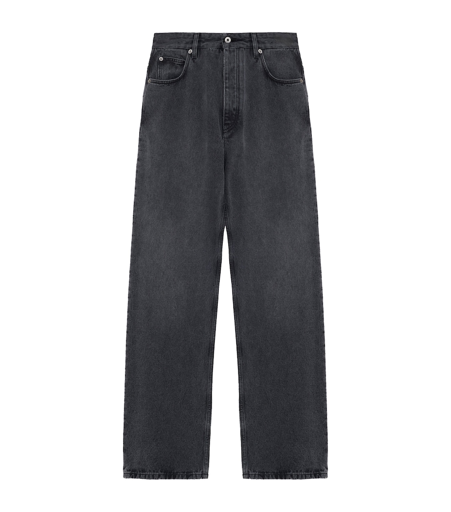 Buckle-Strap Straight Jeans BLACK Image 1