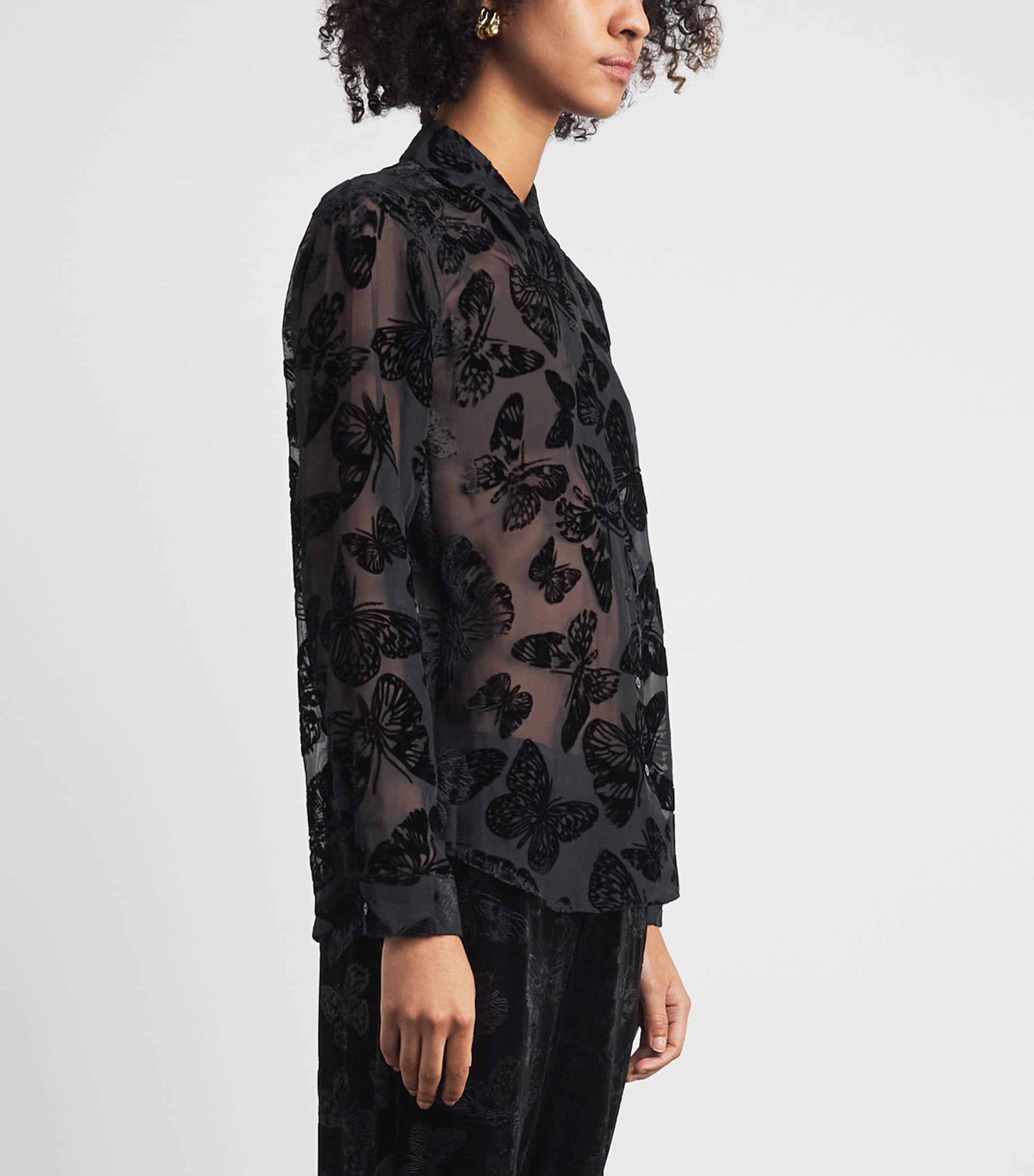 L'Agence Womens Laurent Blouse Black Butterfly Blbu Image 4