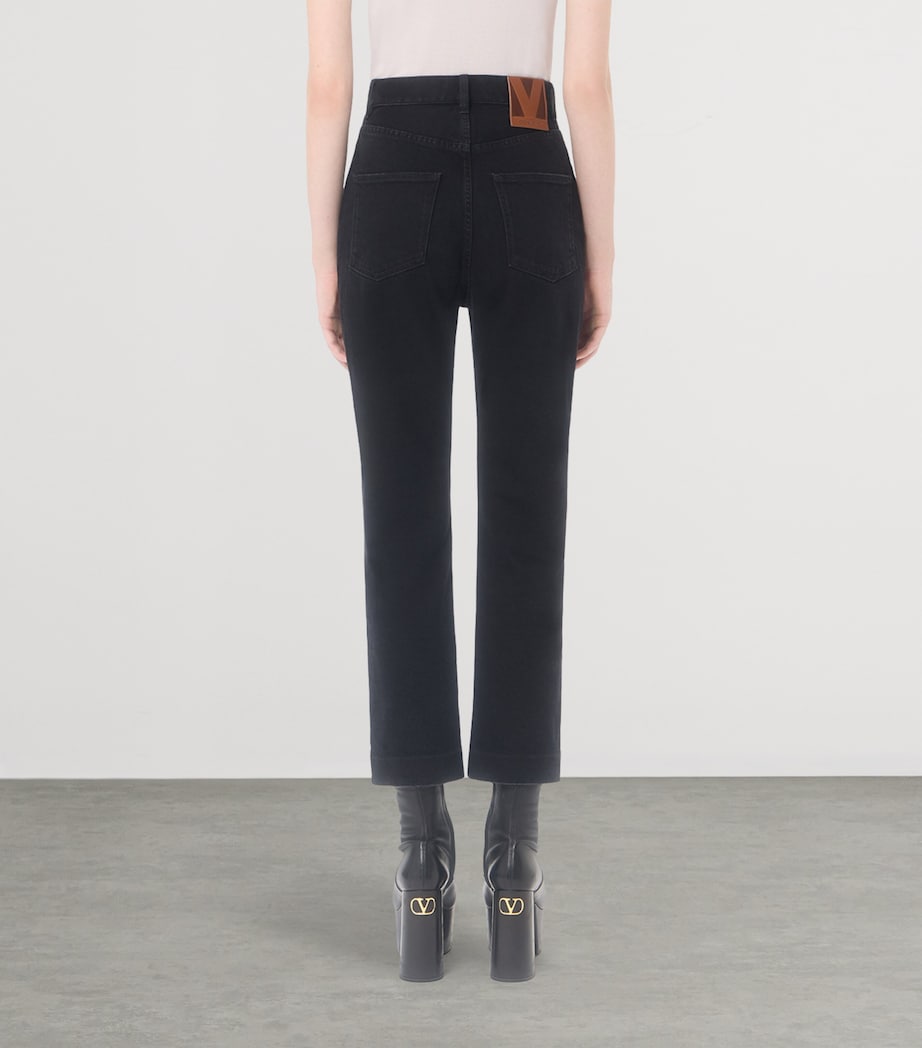 Valentino Womens Stretch-Denim Cropped Straight Jeans Image 5