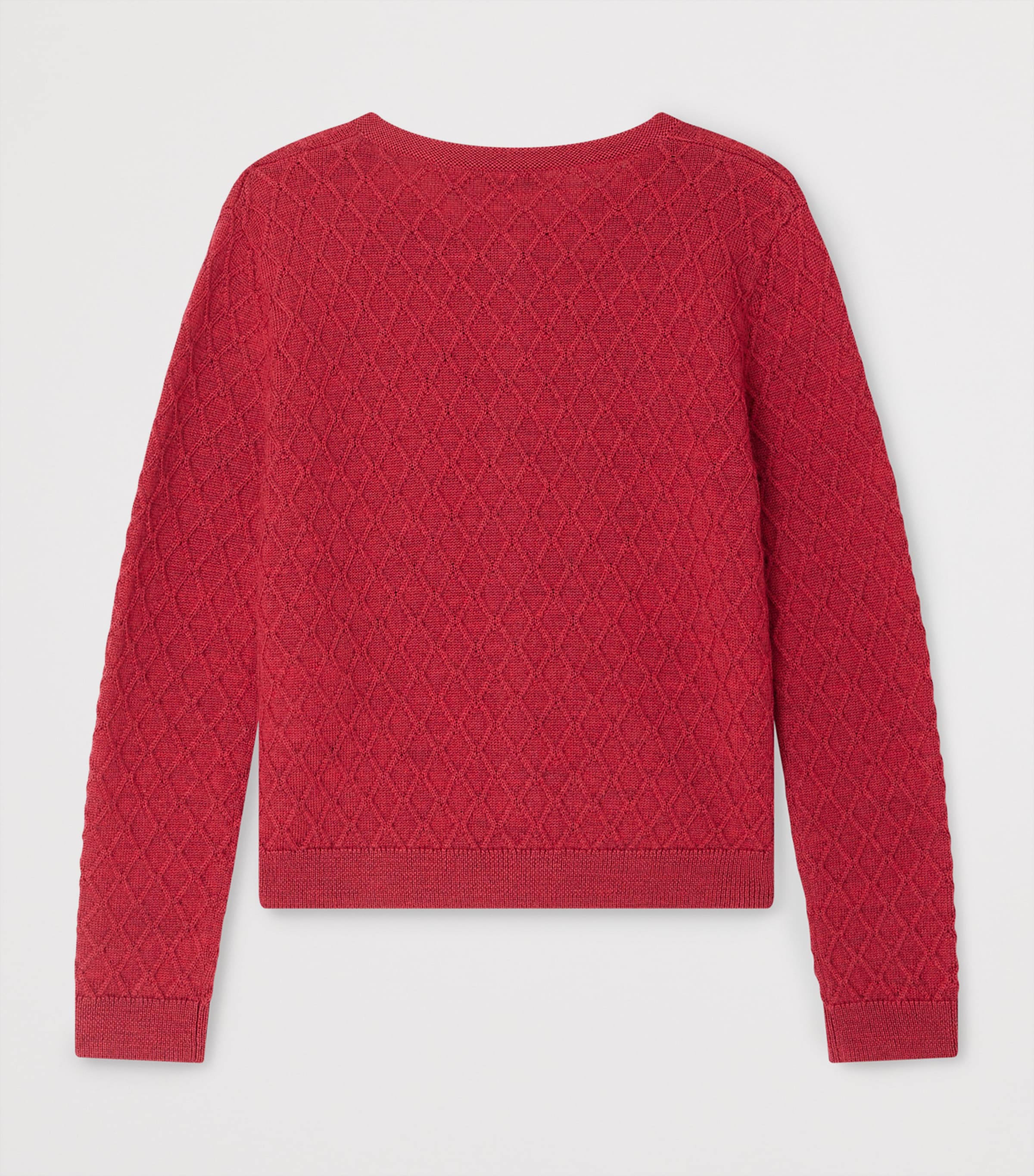 Wool Diamond-Knit Garancie Cardigan (4-8 Years) CERISE Image 2