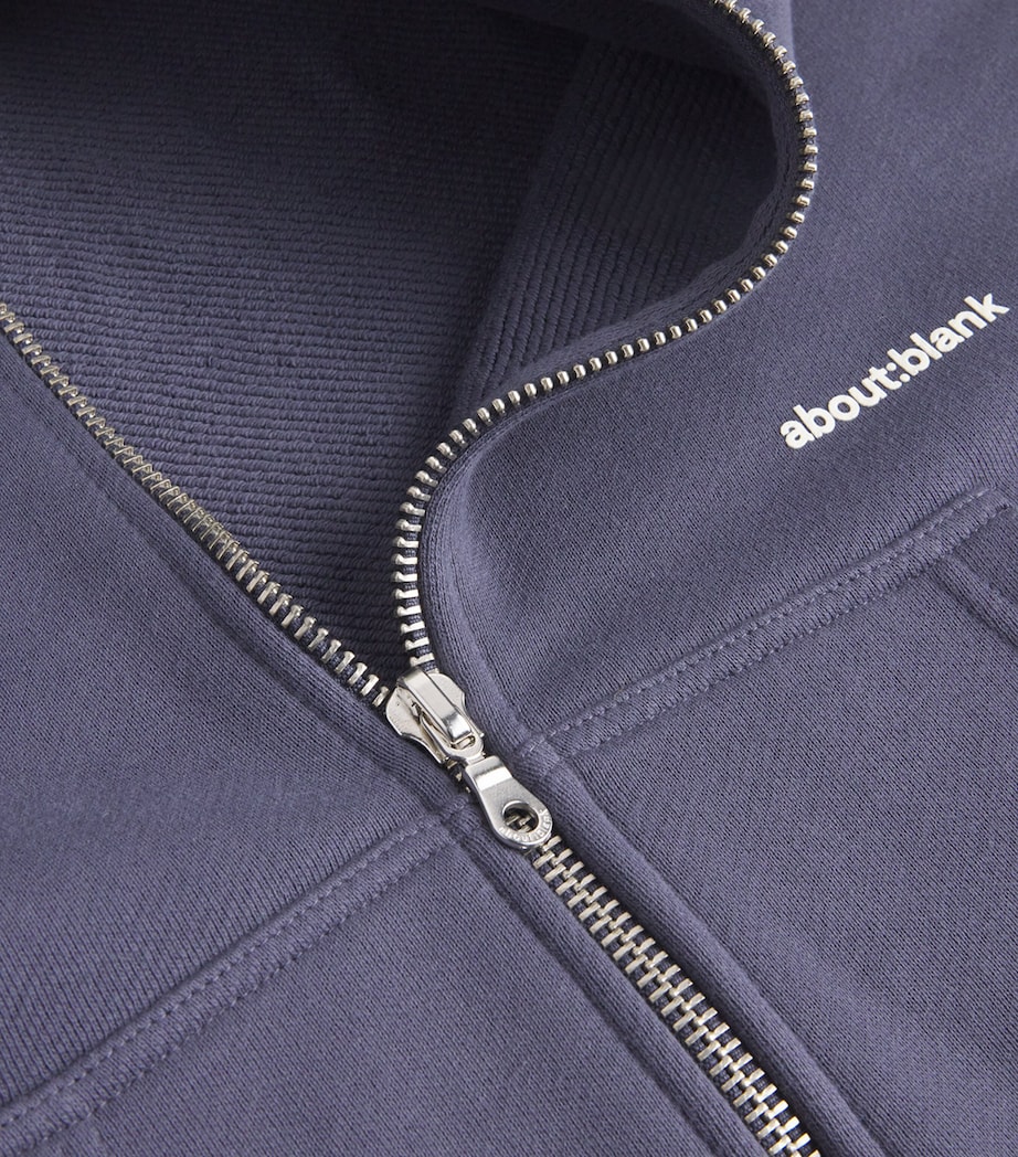 Cotton Logo Zip-Up Hoodie SMOKE BLUE/ECRU Image 5