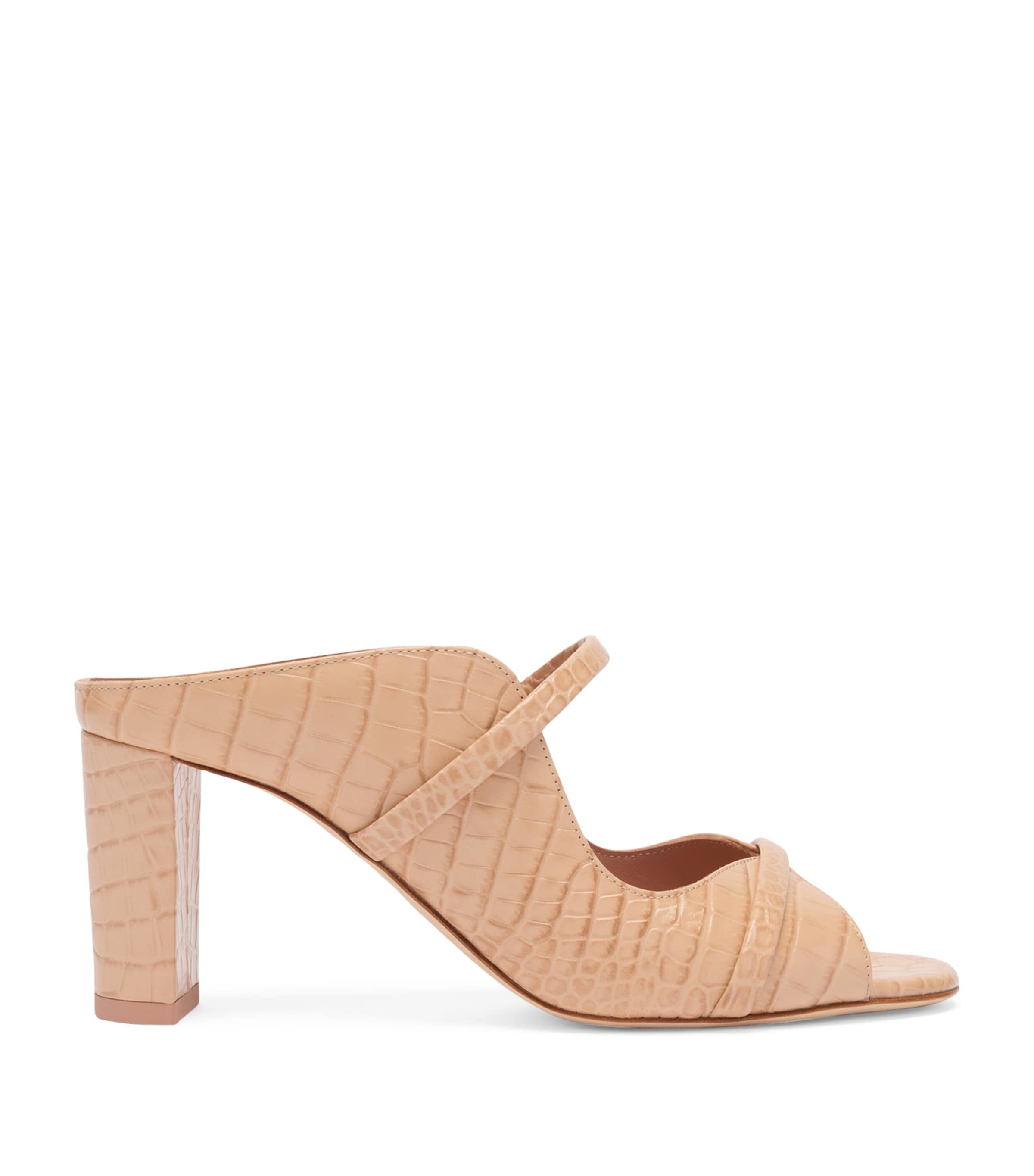 Croc-Embossed Leather Norah Heeled Sandals 70 BUFF Image 1