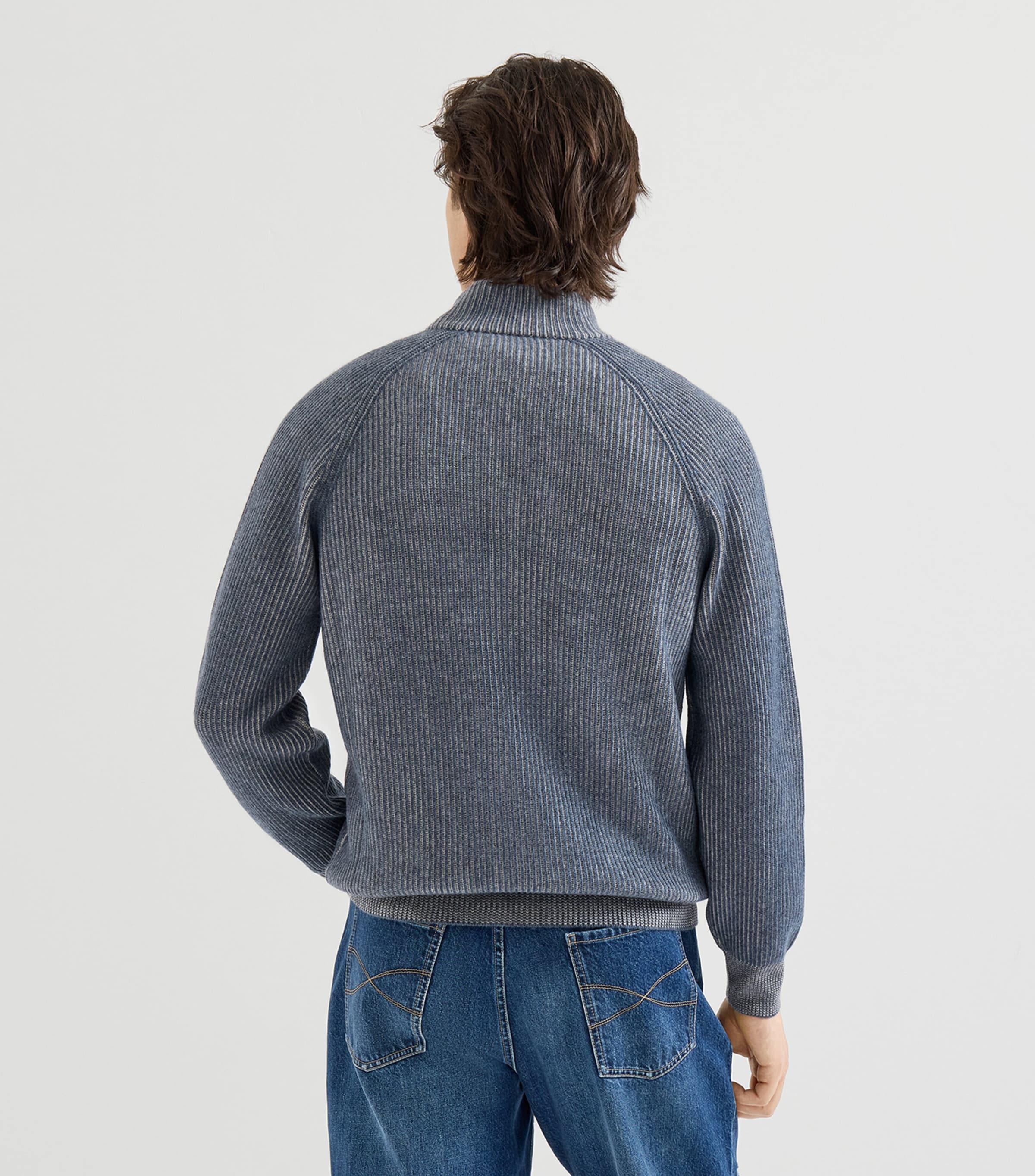 Brunello Cucinelli Mens Cashmere Ribbed Zip-Up Cardigan Image 5