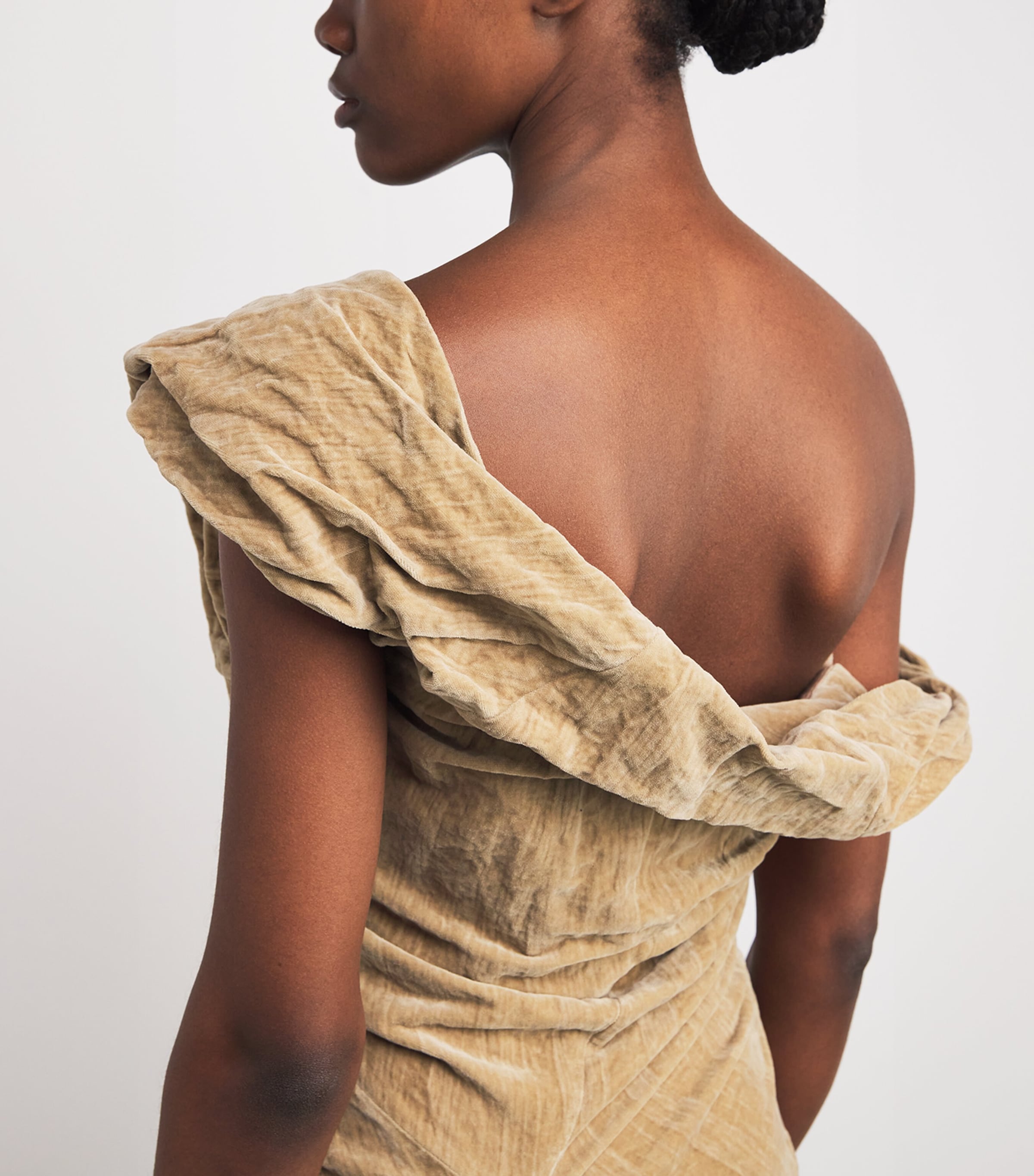 Cotton Velvet Twisted Midi Dress 227 GOLDEN BROWN Image 6