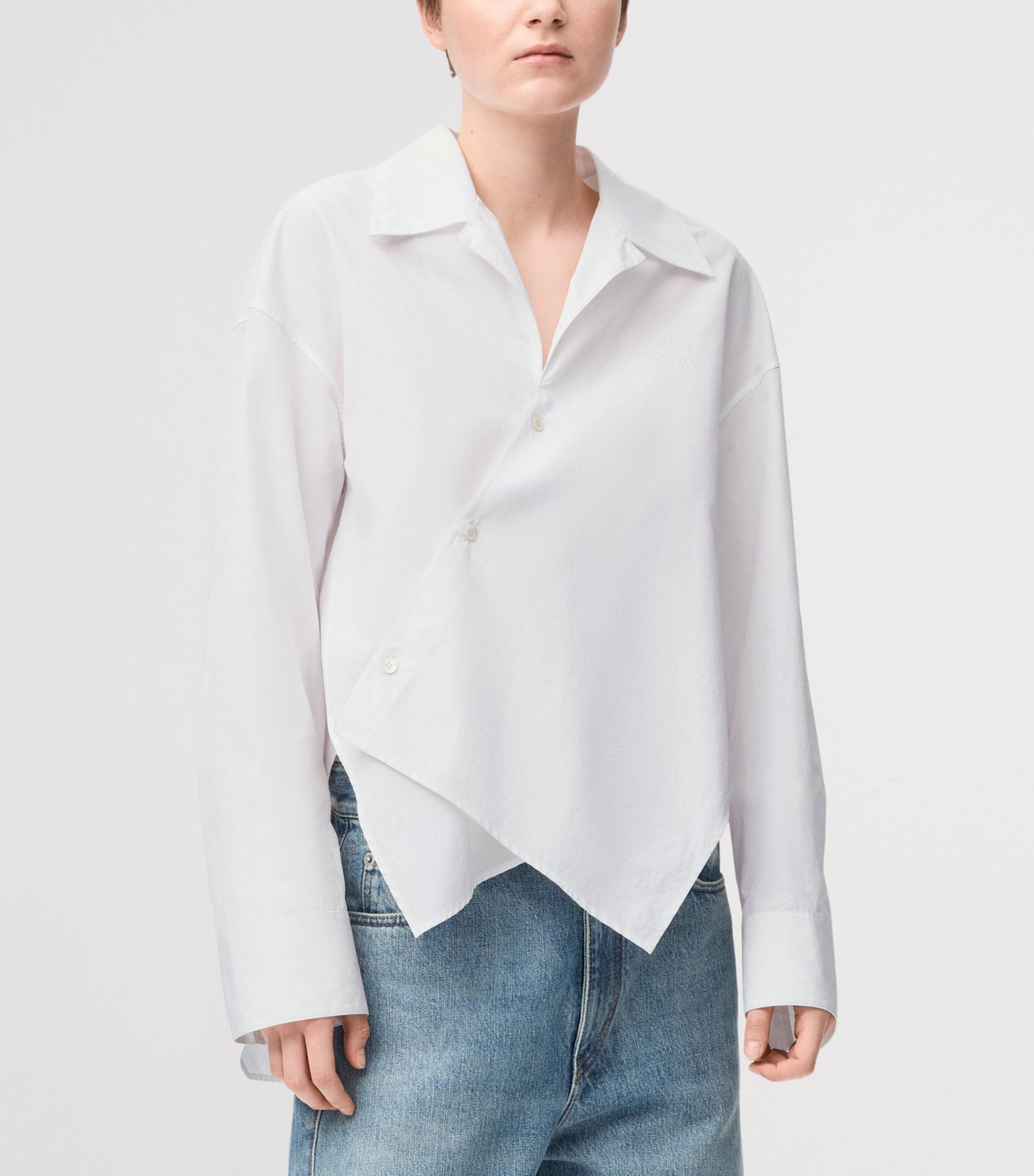 Cotton-Blend Asymmetric Shirt WHITE Image 3