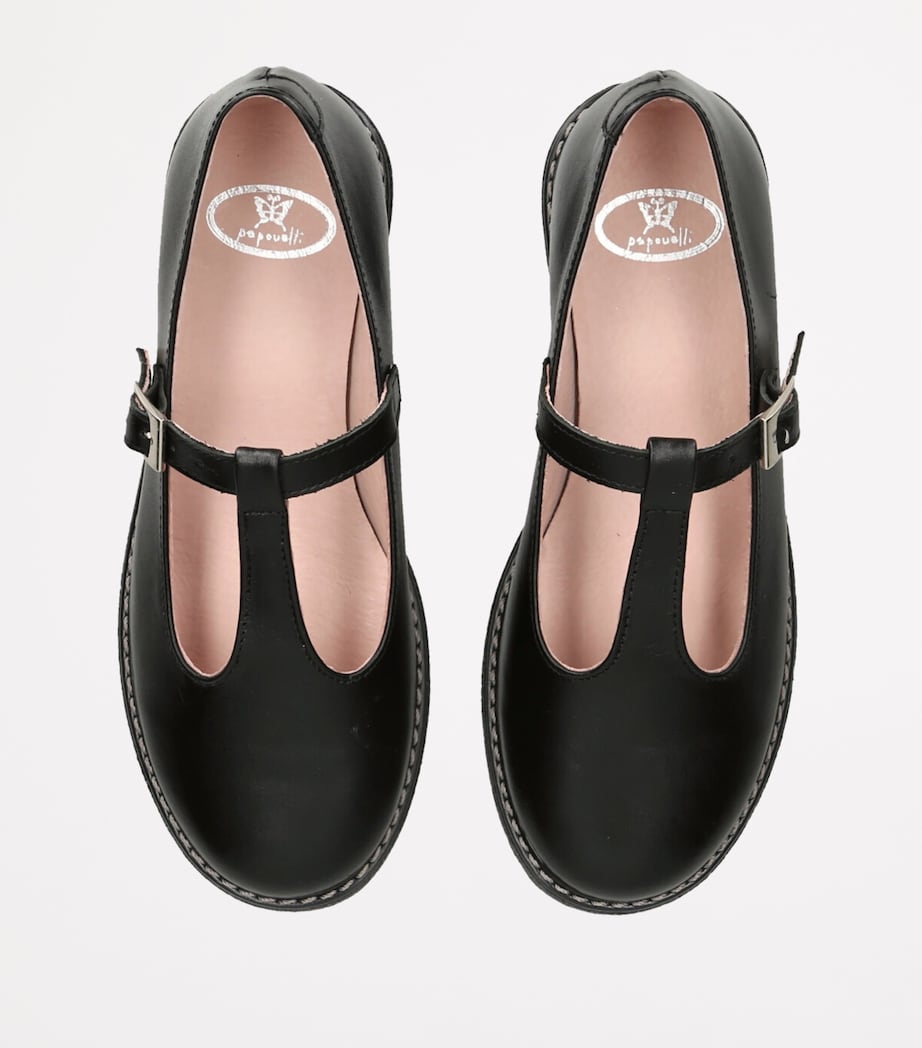 papouelli Leather Martha School Shoes Black Image 4