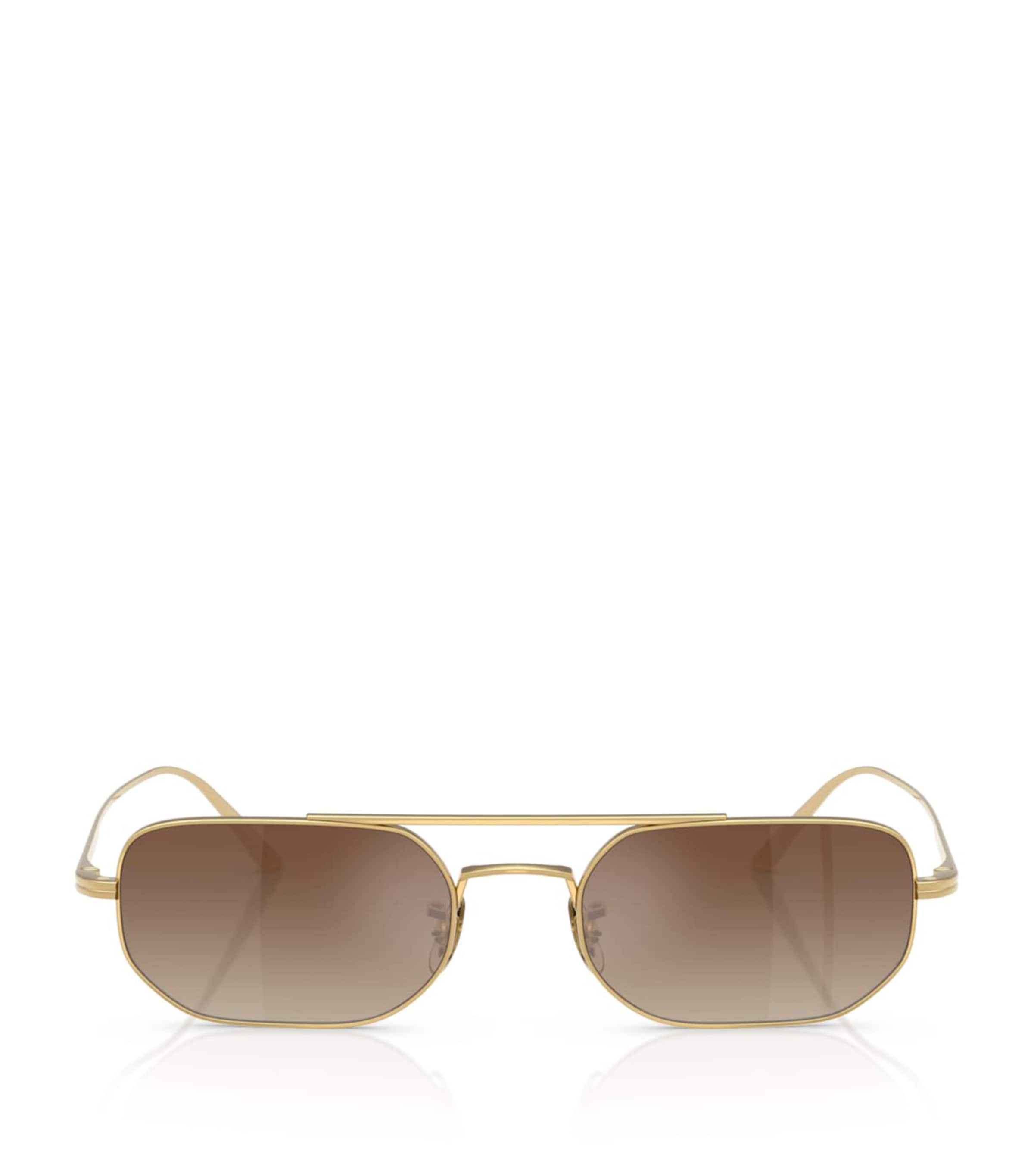 Oliver Peoples Steel 1989C Rectangle Sunglasses Gold Image 1