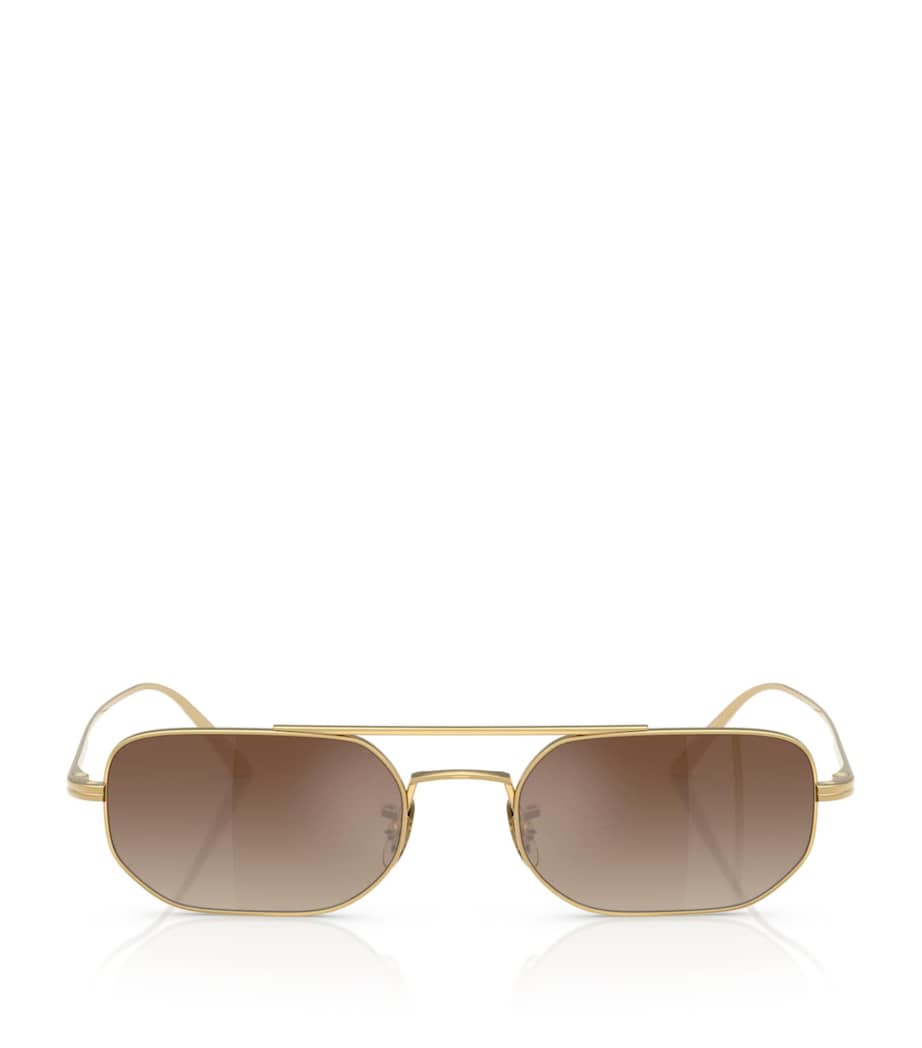 Oliver Peoples Steel 1989C Rectangle Sunglasses Gold Image 1