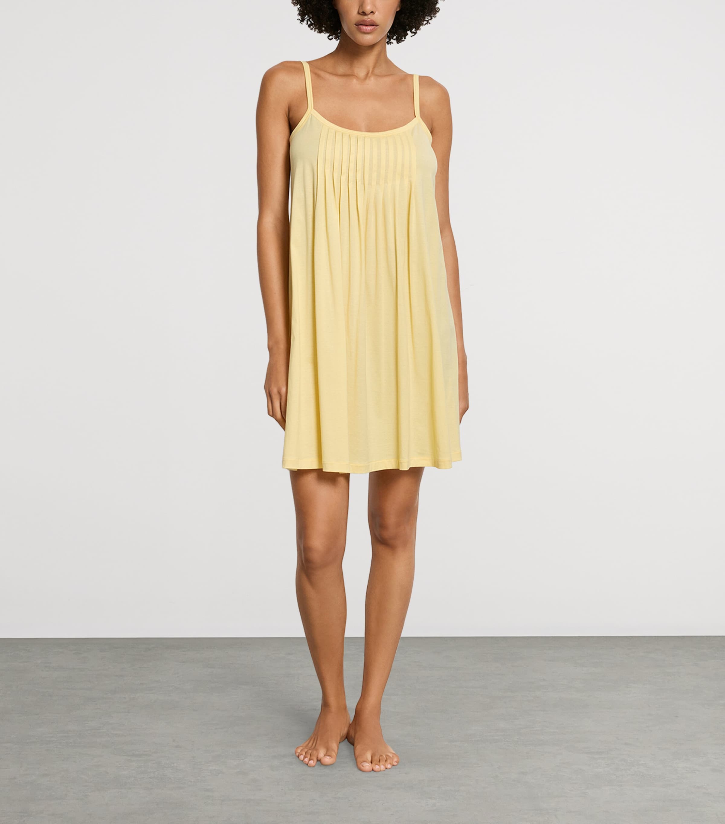 Hanro Womens Cotton Juliet Spaghetti Dress Vanilla Highlight Image 4