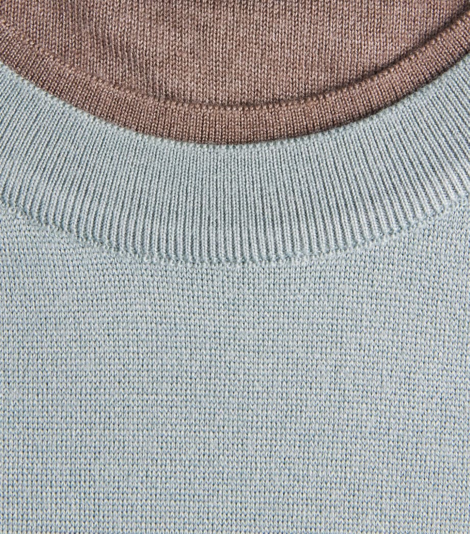 Paul & Shark Mens Virgin Wool-Silk Crew-Neck Sweater Grey Green Image 6