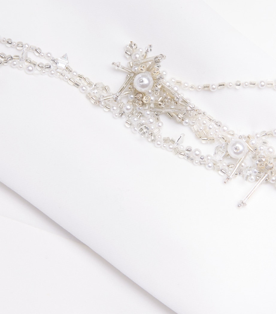 Bead-Embellished Armour Blazer WHITE Image 5