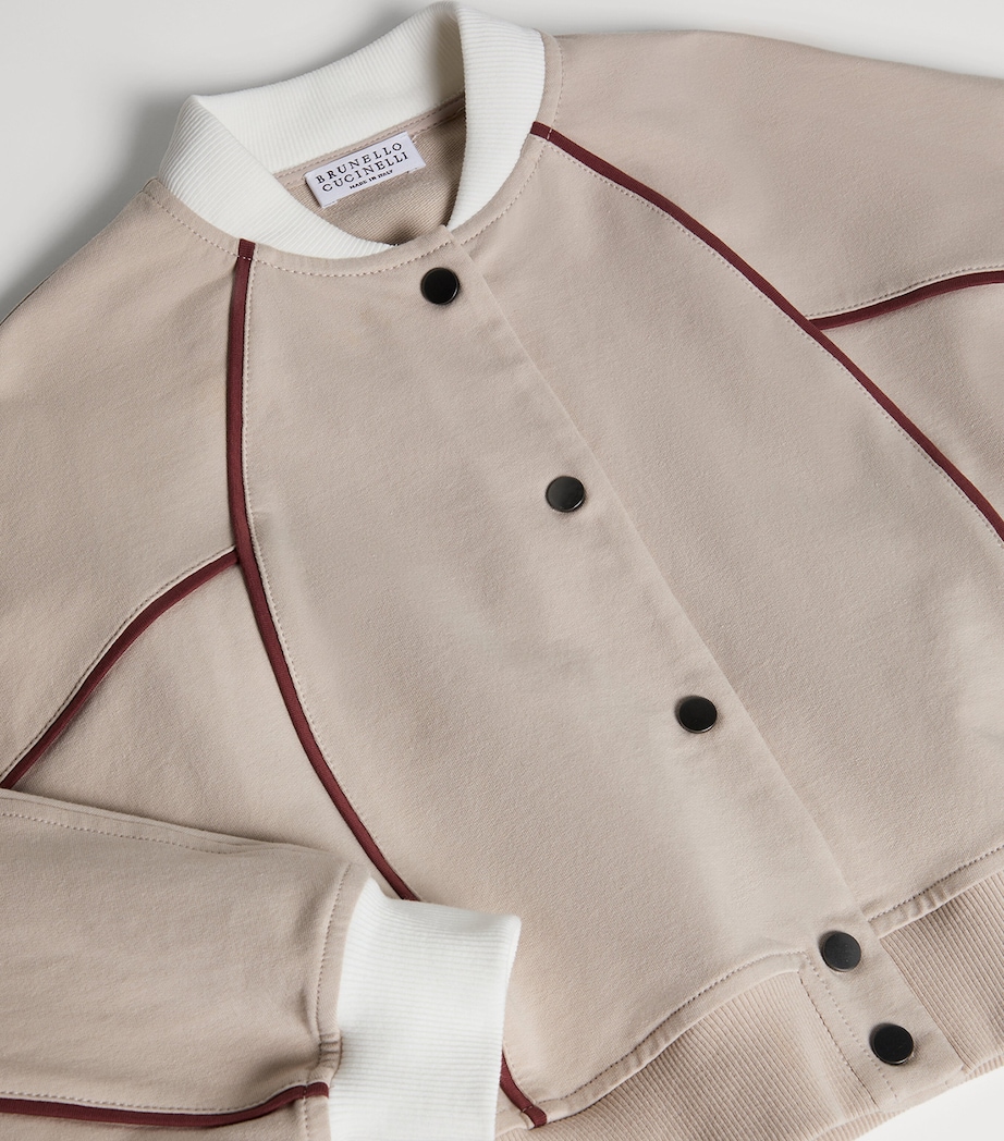 Brunello Cucinelli Kids Contrast-Trim Bomber Jacket (4-6 Years) Image 3