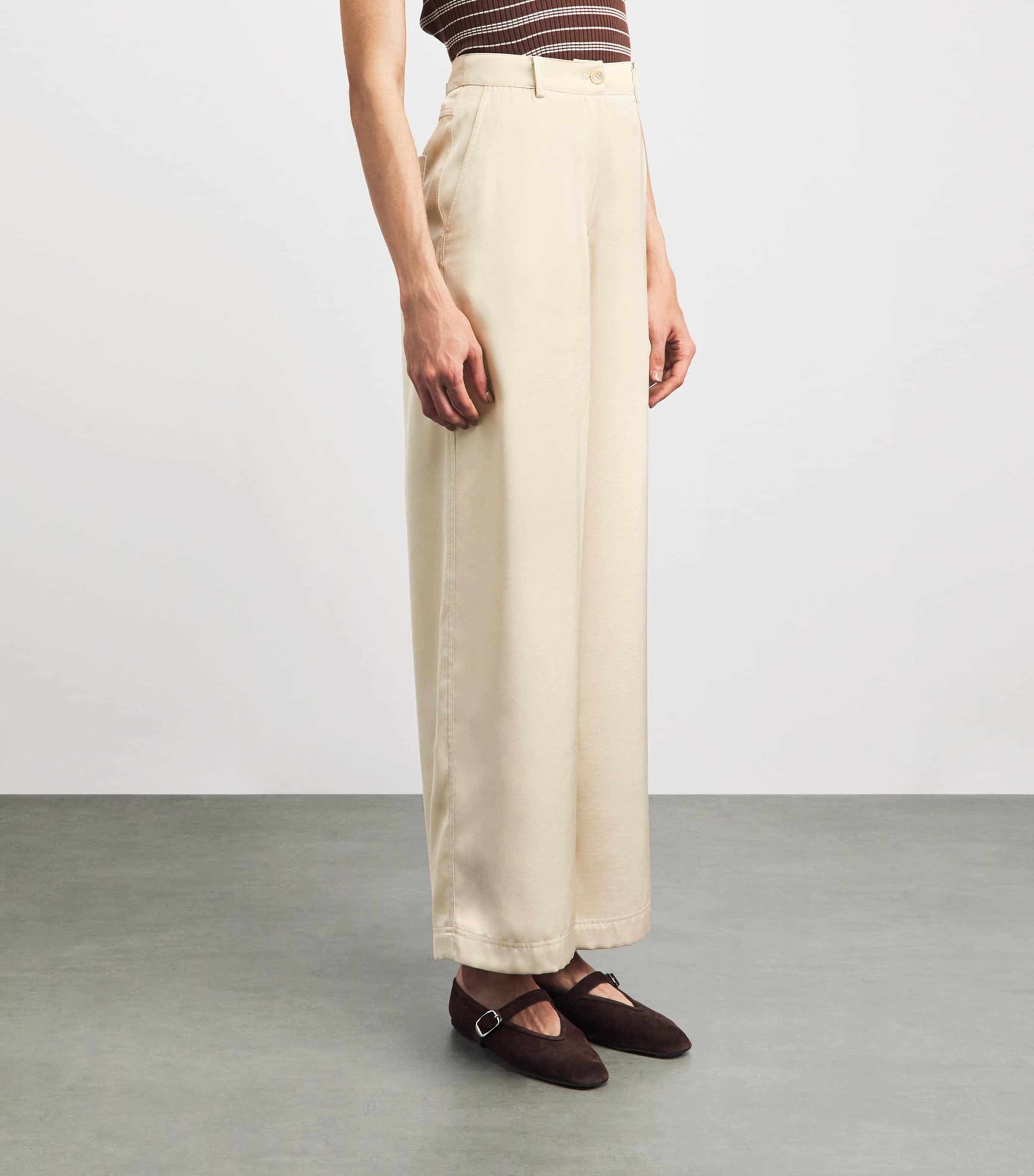 Claudie Pierlot Womens Wide-Leg Trousers Vanilla Image 4