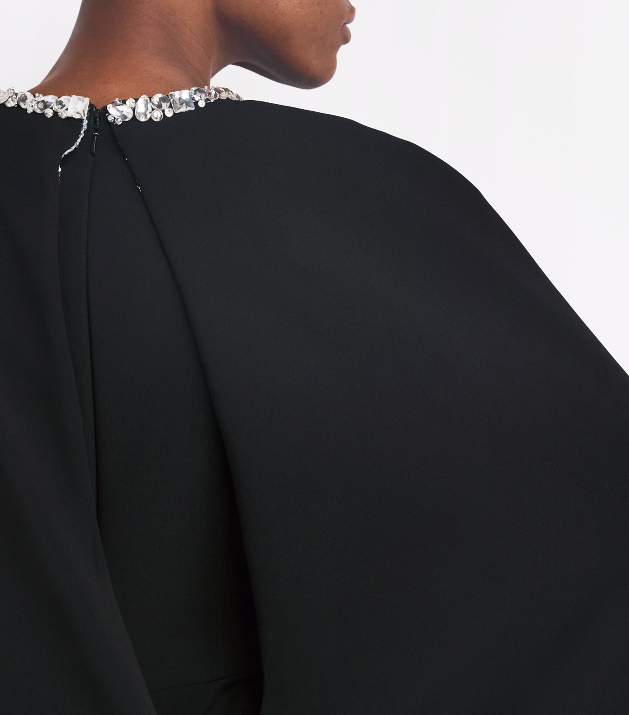 Sequinned Cape Gown BLACK/SILVER Image 6