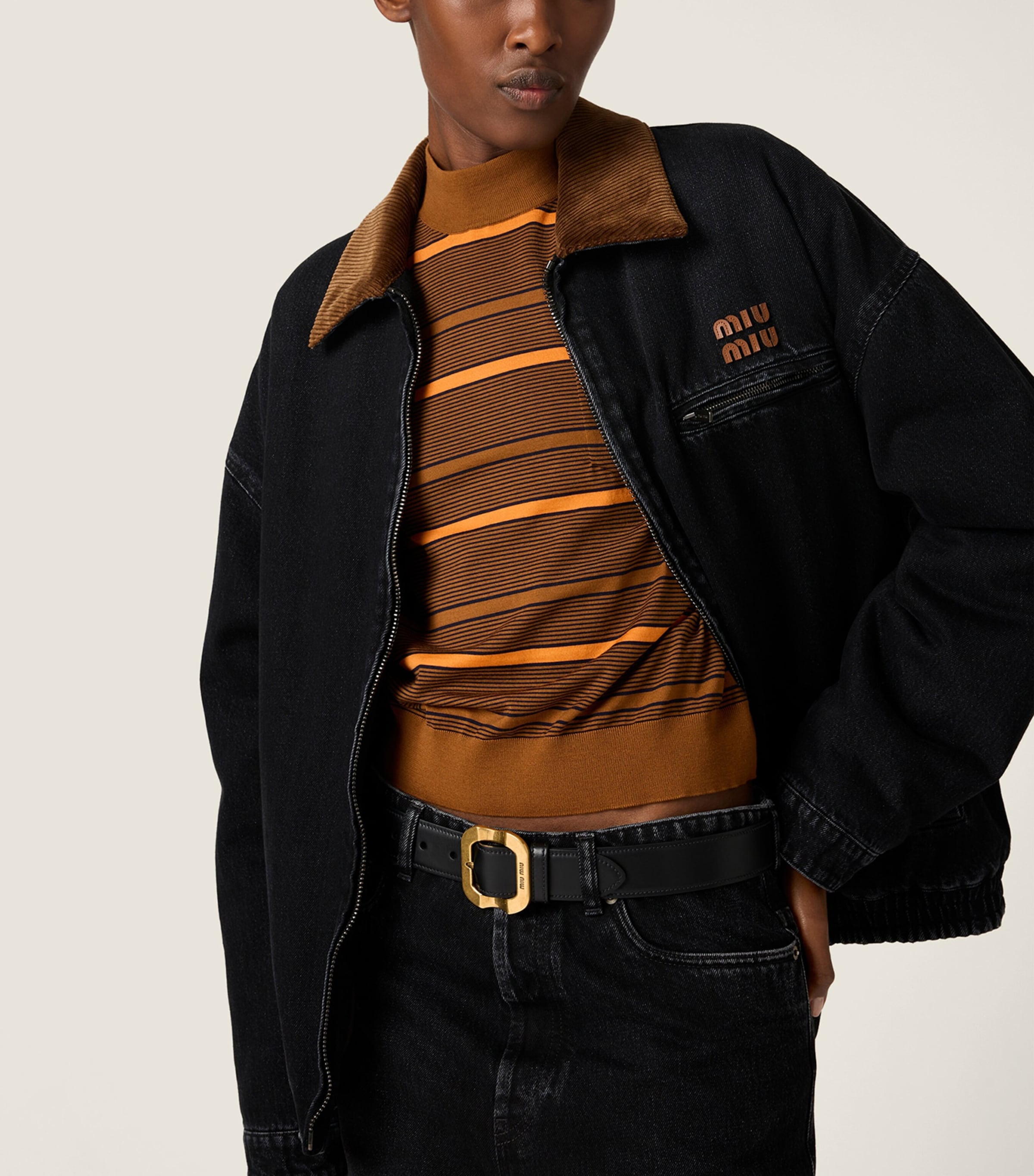 Miu Miu Black Logo Denim Jacket | Harrods UK