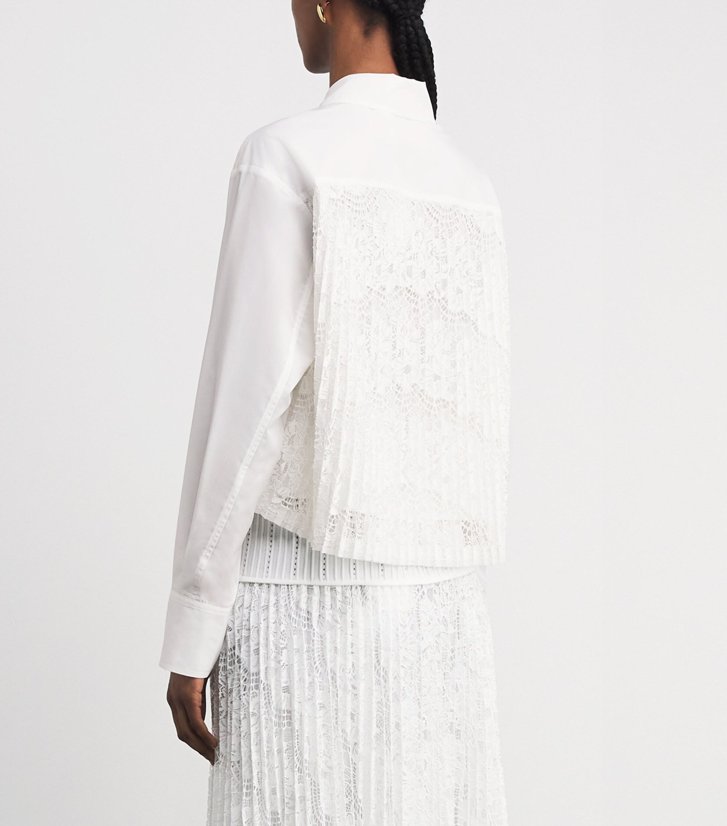 Simkhai Womens Lace-Detail Kacey Shirt Ivory Image 5