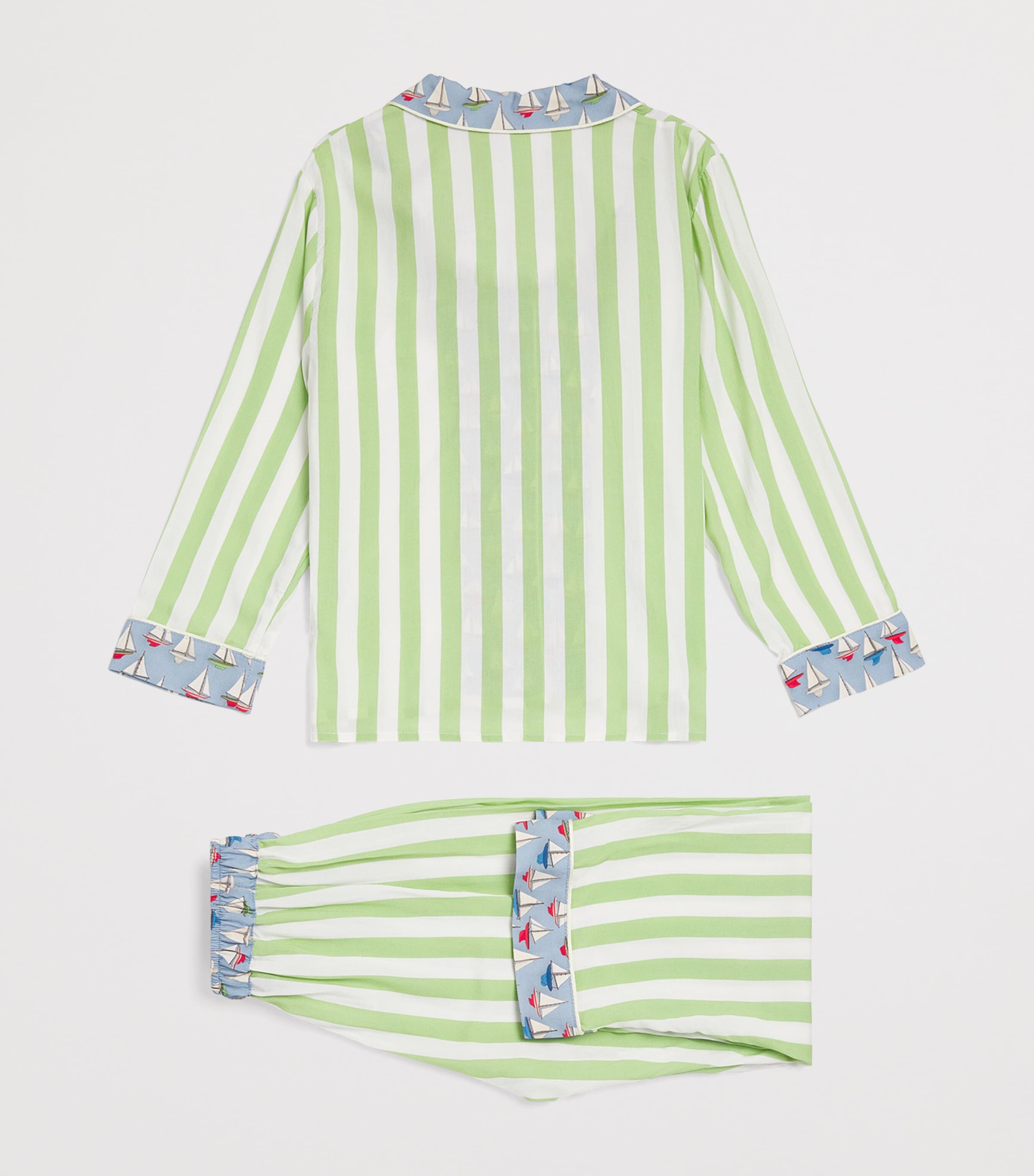 Stripe Boat Print Pyjama Set (2-13 Years) GREEN STRIPE Image 2