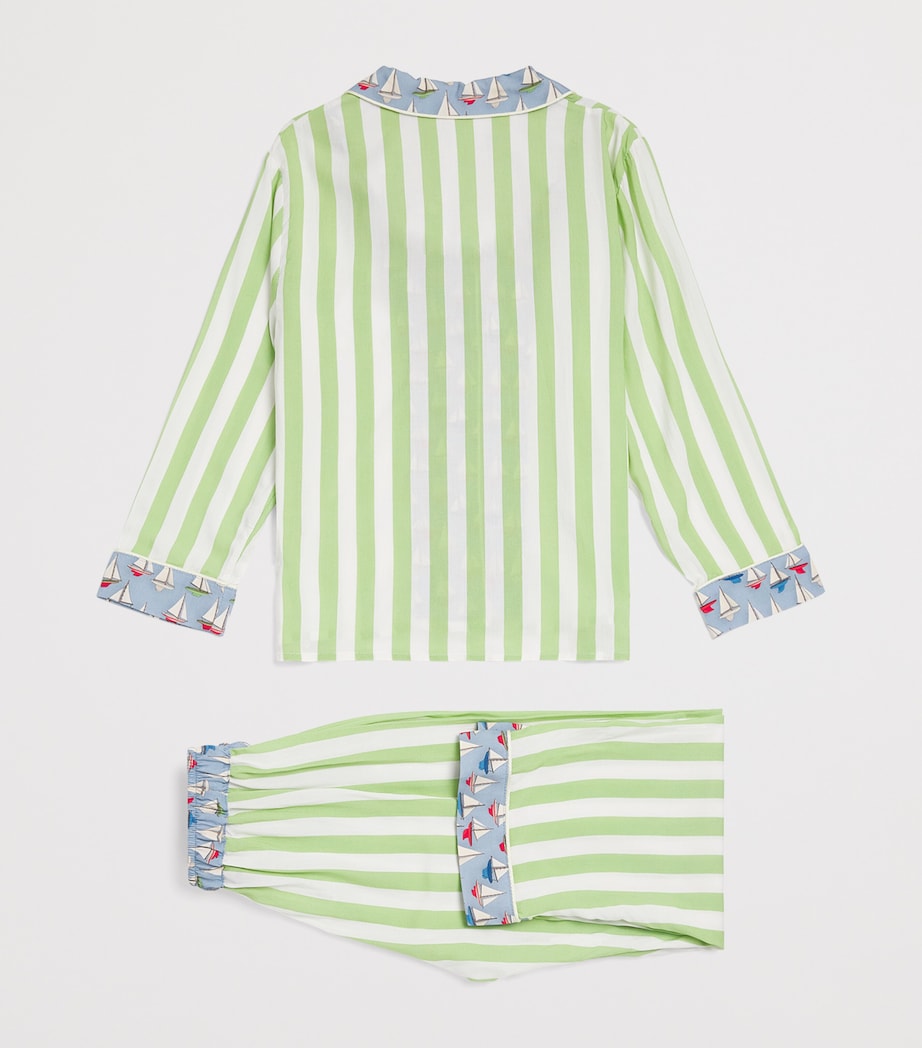 Stripe Boat Print Pyjama Set (2-13 Years) GREEN STRIPE Image 2