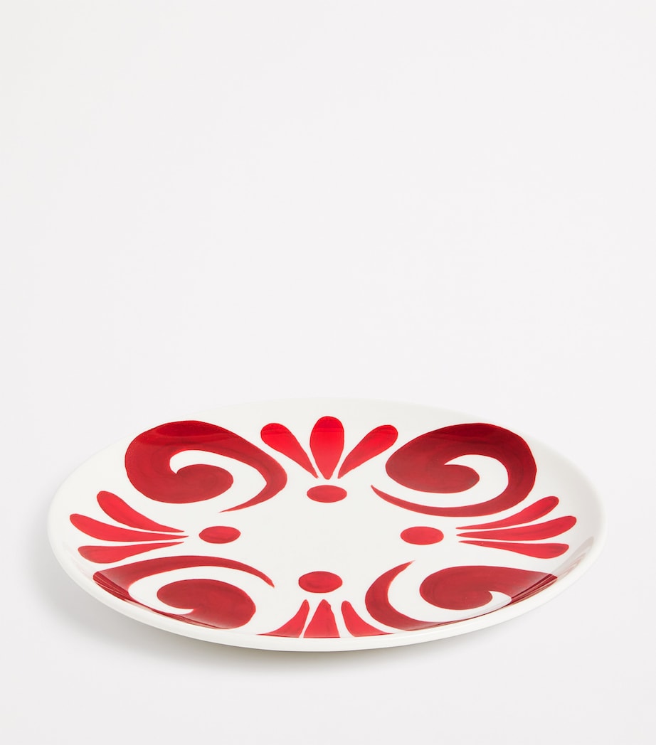 Porcelain Kallos Salad Plate (24cm) DEEP RED ON WHITE Image 2